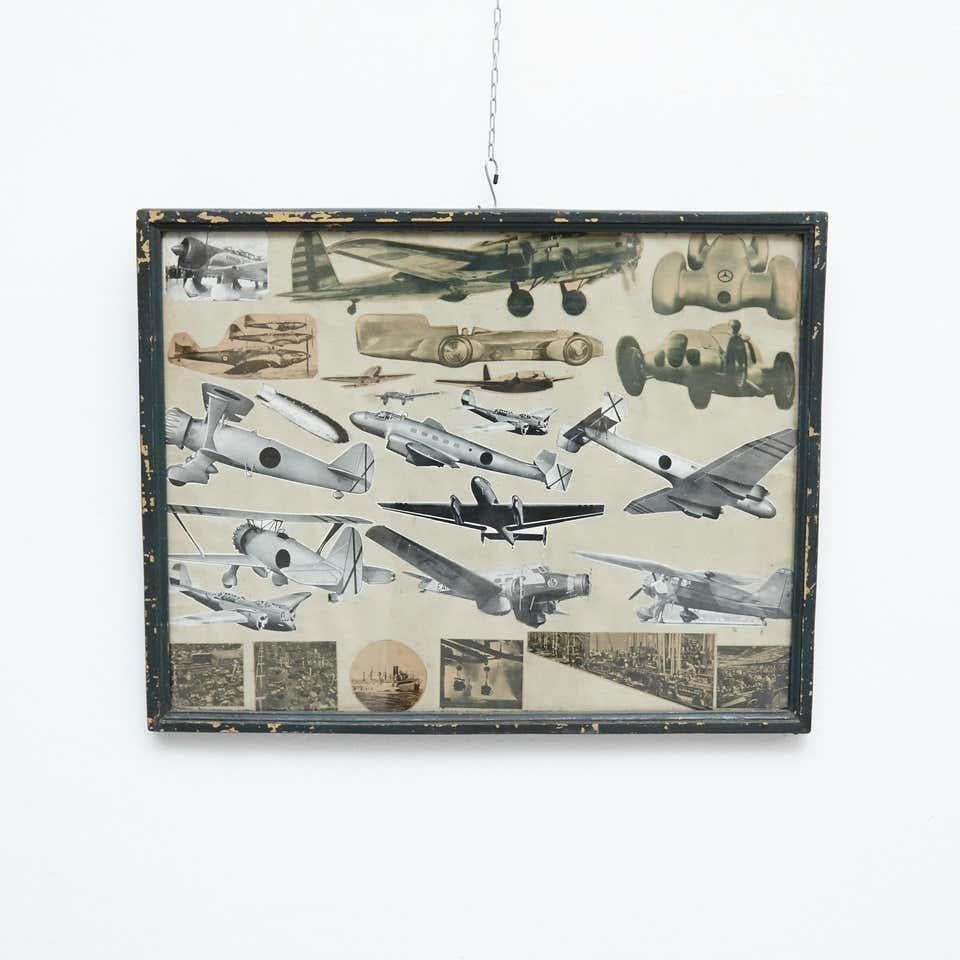Early 20th Century French Antique Aviation Collage Framed Composition For Sale 1