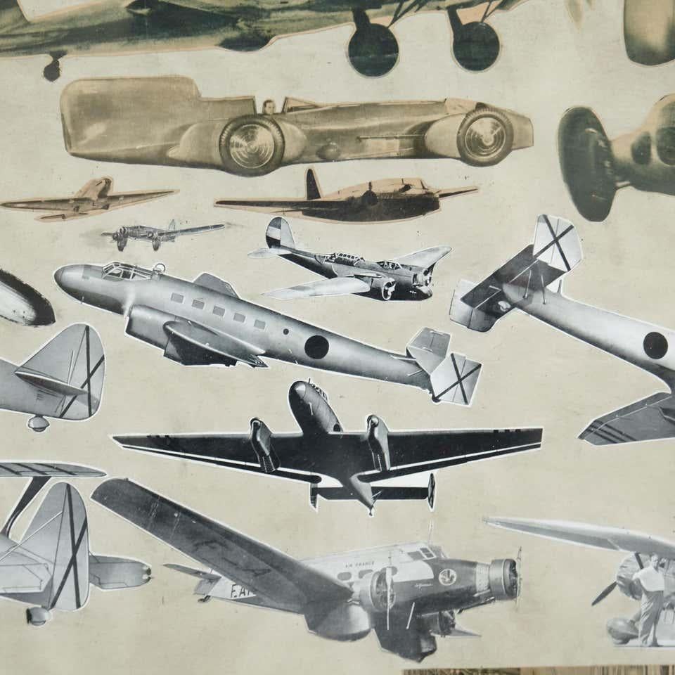 Early 20th Century French Antique Aviation Collage Framed Composition For Sale 2