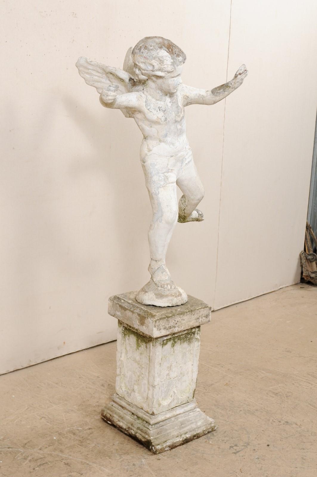 Early 20th Century French Antique Cupid Garden Statue For Sale 4