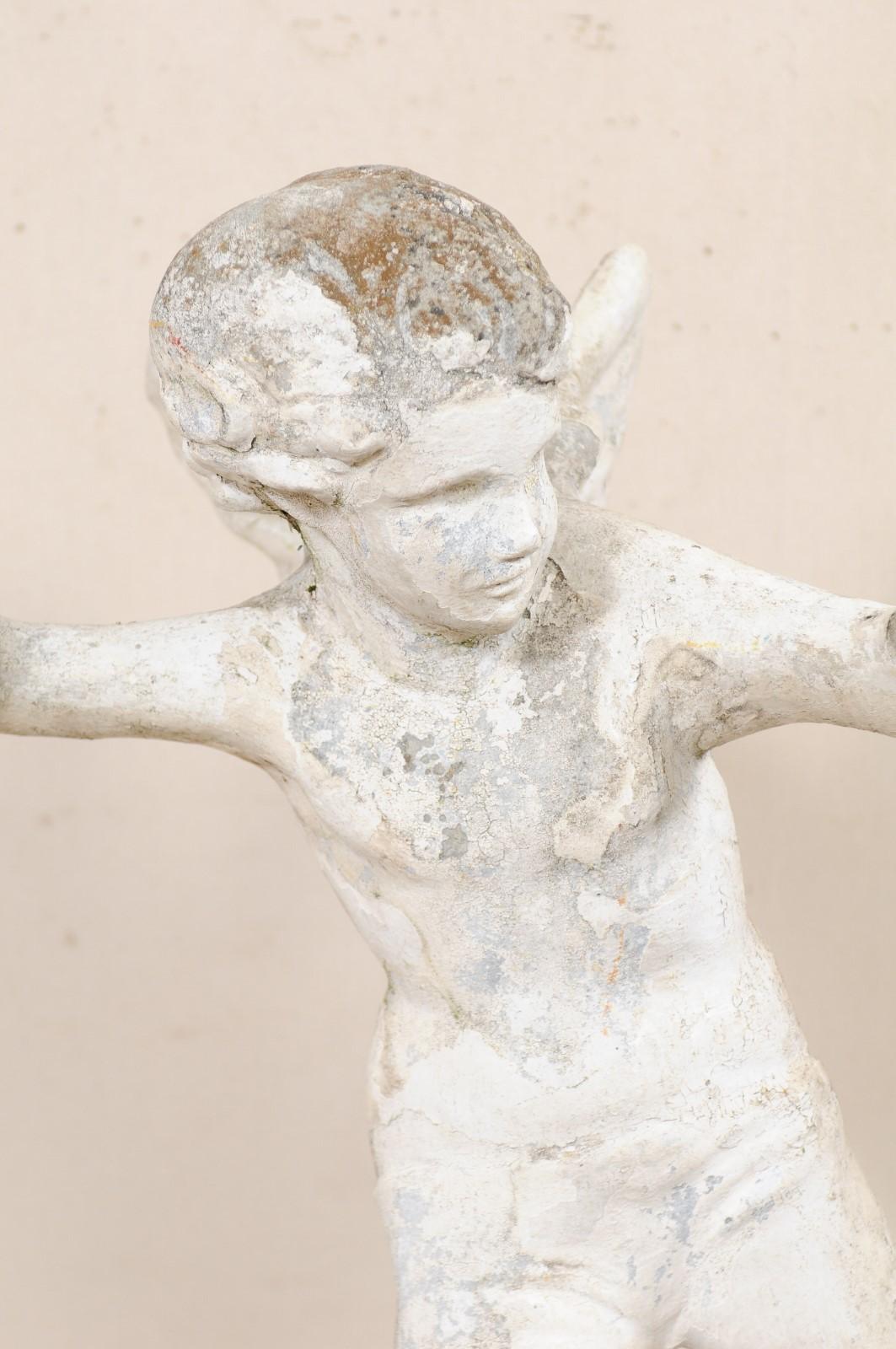 Statue de jardin Cupidon ancienne française du début du 20e siècle Bon état - En vente à Atlanta, GA