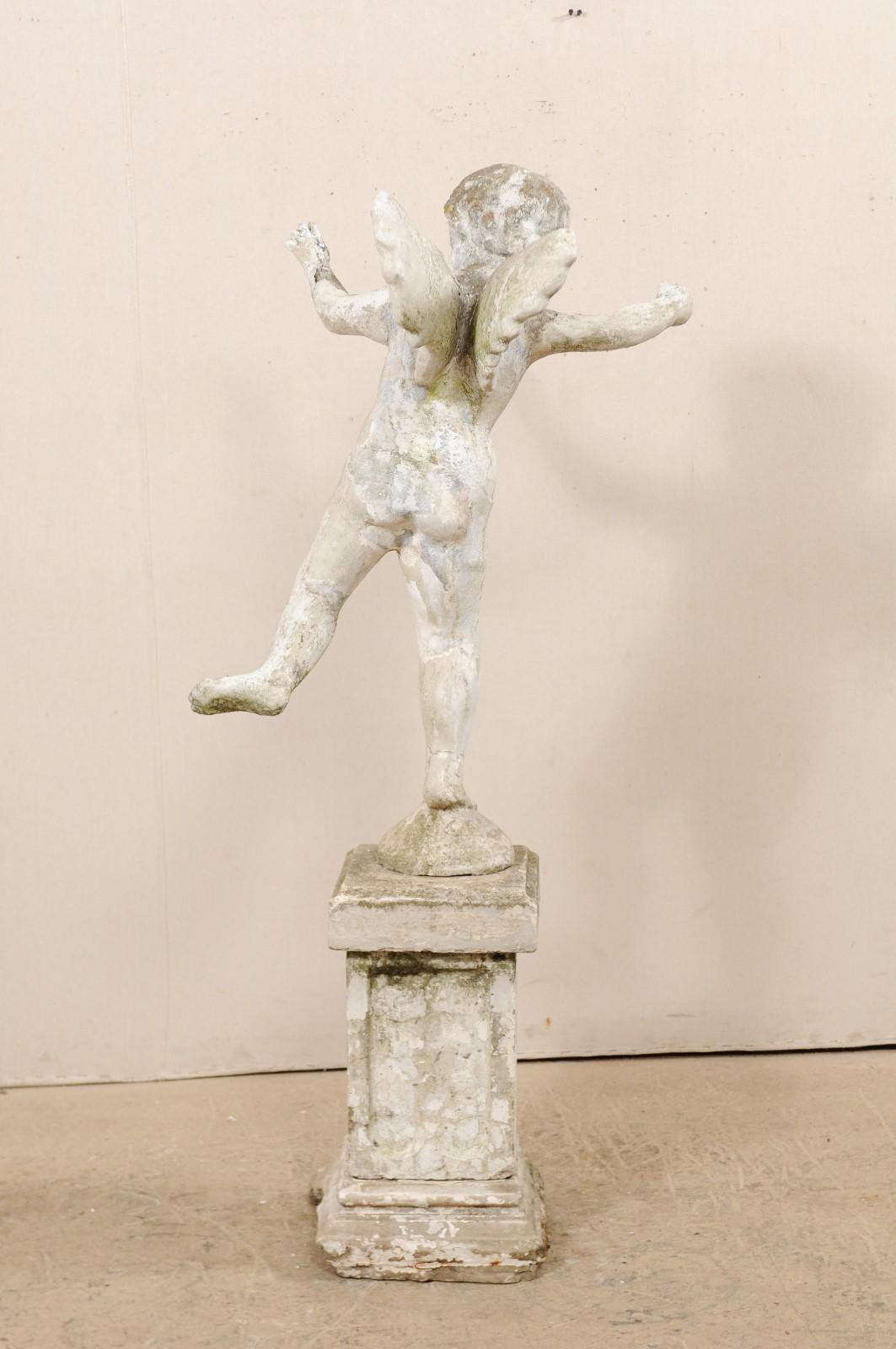 Early 20th Century French Antique Cupid Garden Statue For Sale 2