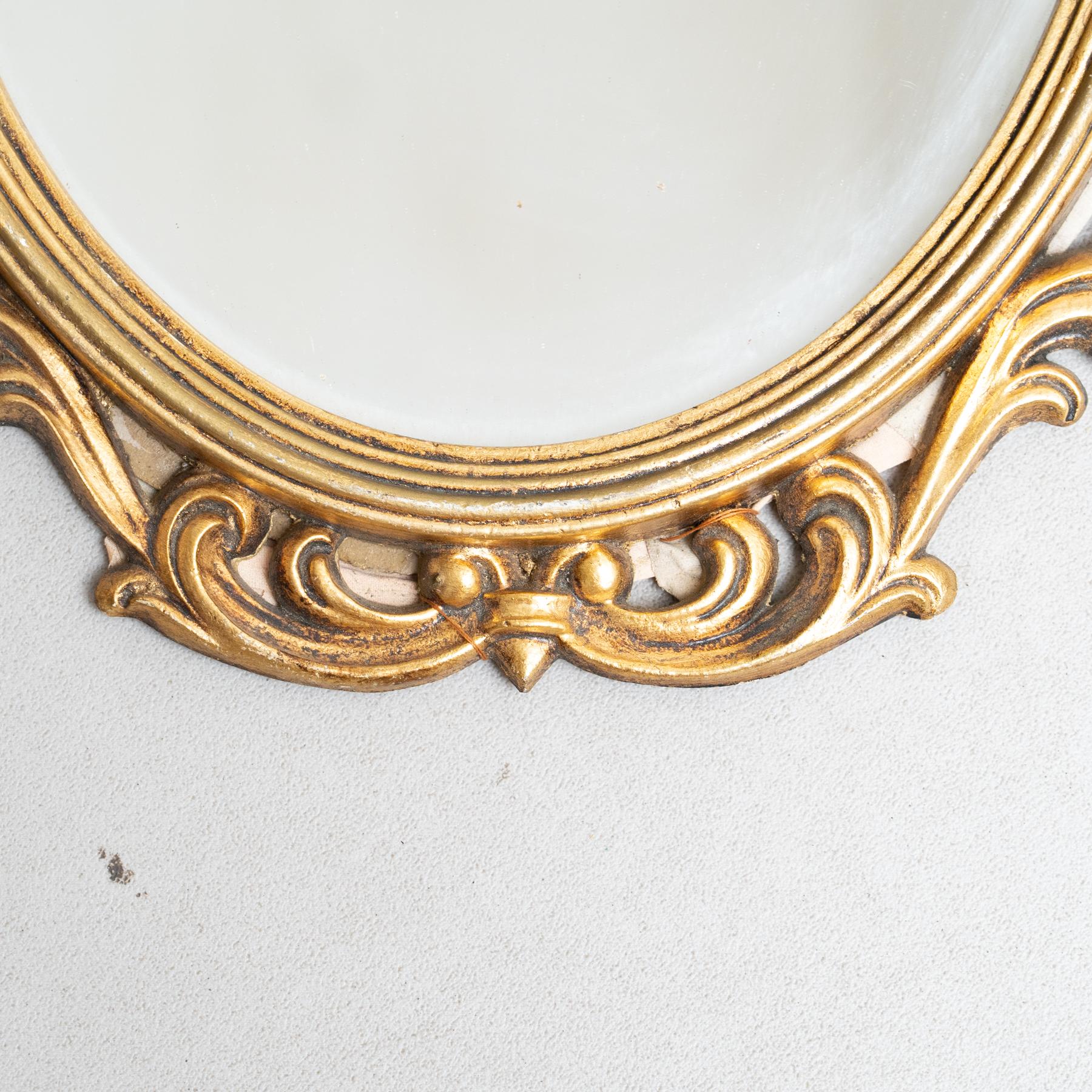 Milieu du XXe siècle Miroir à cornes d'or Antique Mirror du début du 20e siècle : Elegance Timeless en vente