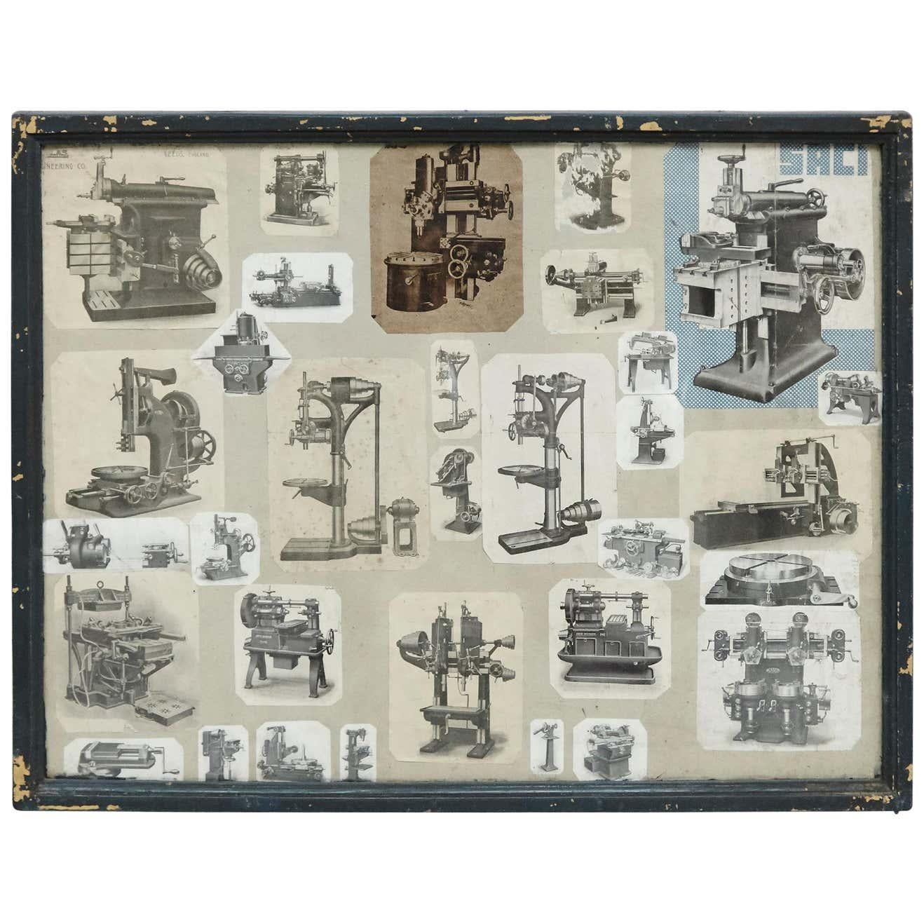 Early 20th Century French Antique Machines Collage Composition 6
