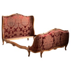 Early 20th Century French Antique Walnut Bed With Curved Ends