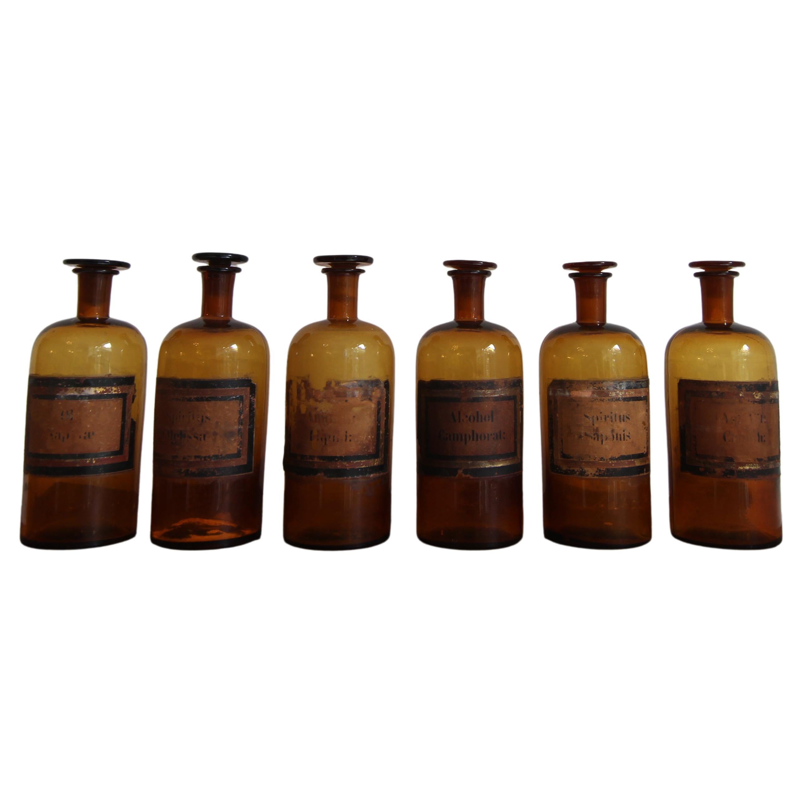 Early 20th Century French Apothecary Glass Jars, Set of 6