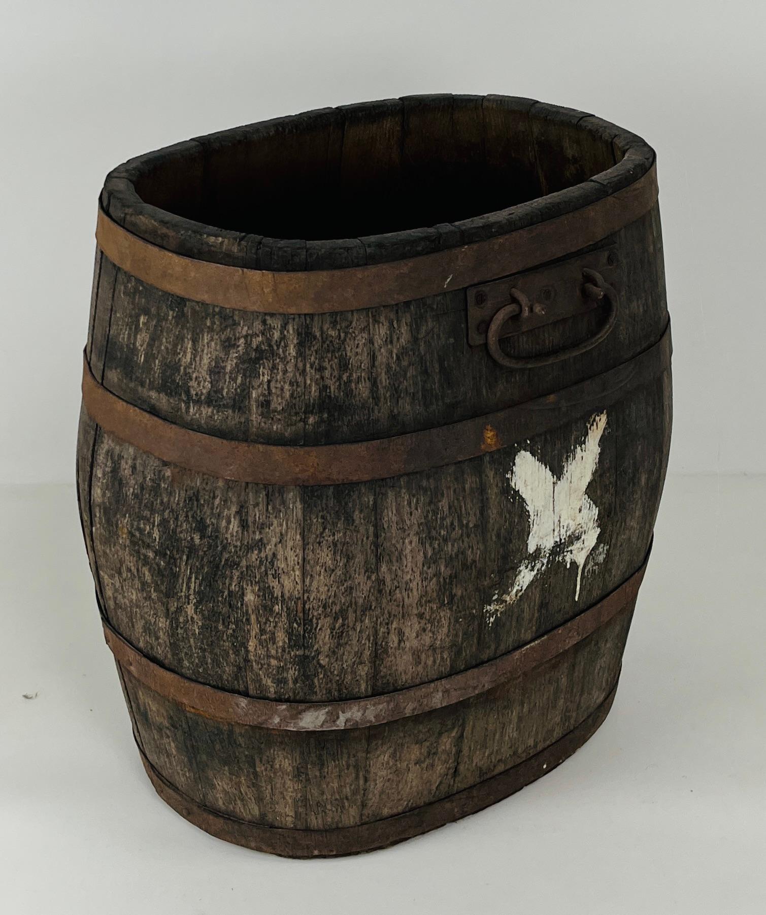 Steel Early 20th Century French Apple Harvesting Barrel For Sale