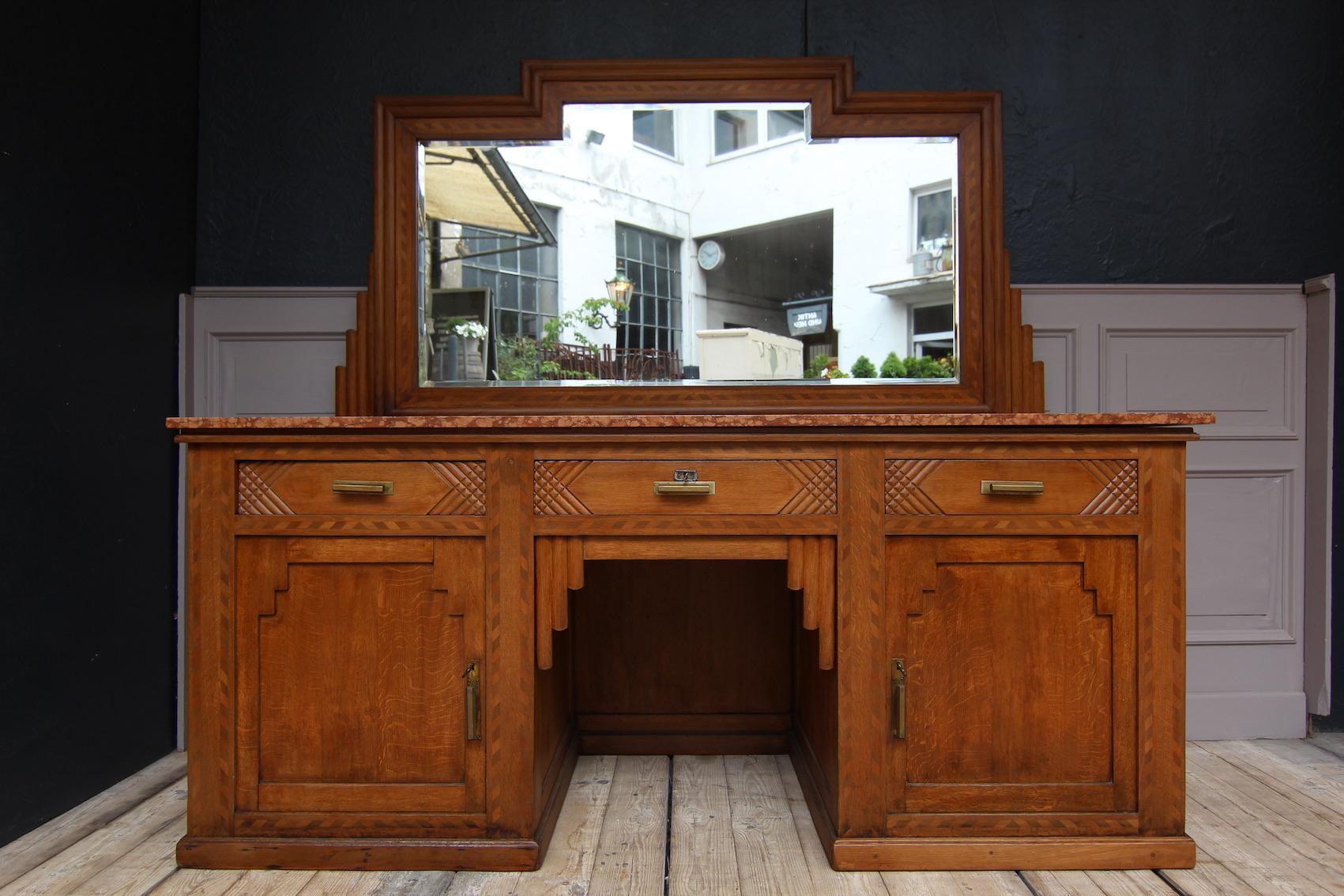 Early 20th Century French Art Deco Barbershop Dressing Table For Sale 1