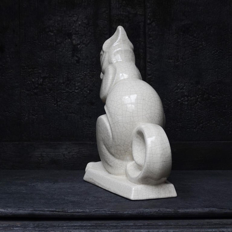 Early 20th Century French Art Deco Craquelé or Crackle Ceramic Squirrel