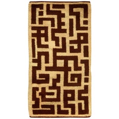 Early 20th Century French Art Deco Decorative Brown and Beige Handmade Wool Rug
