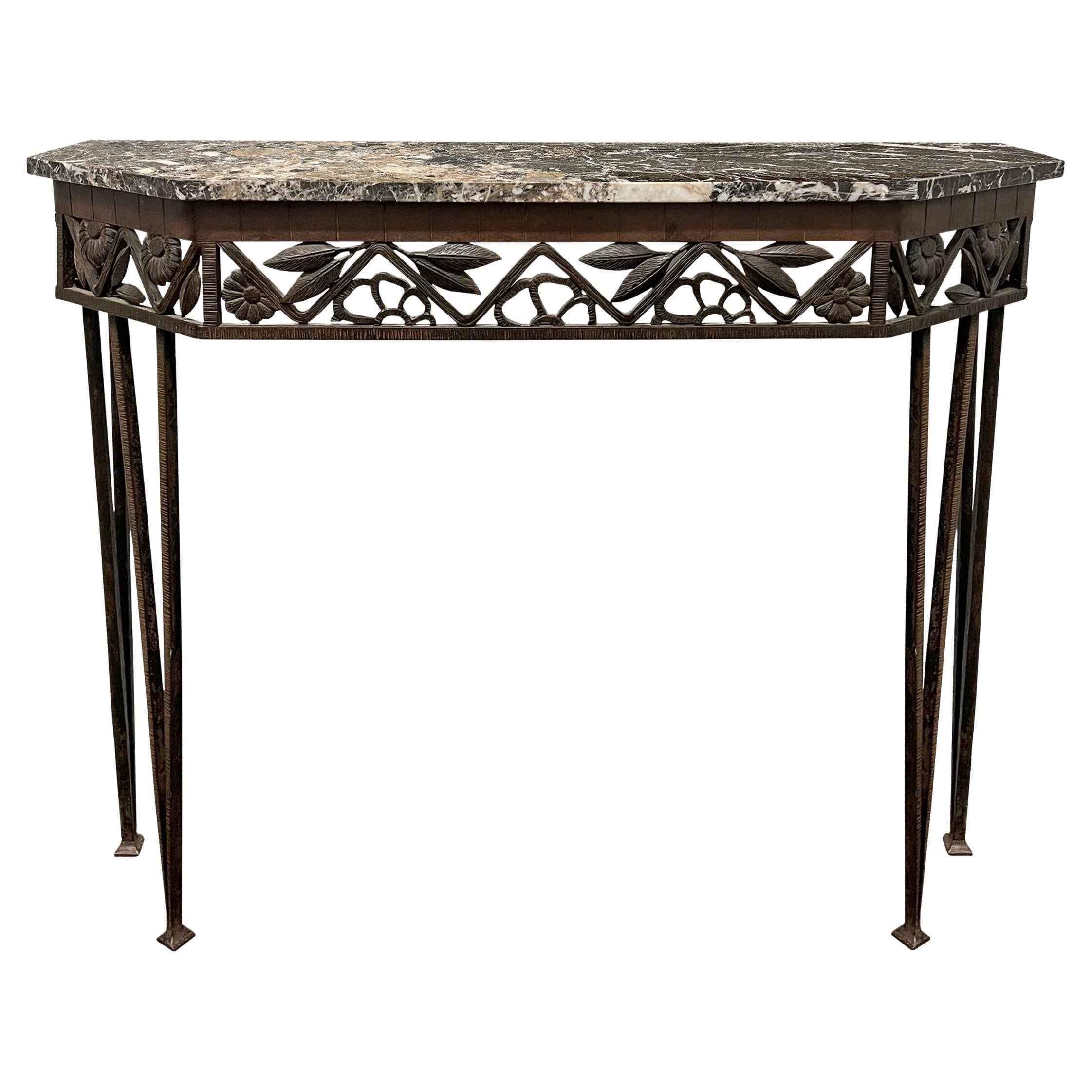 Early 20th Century French Art Deco Fer Forgé Console Table