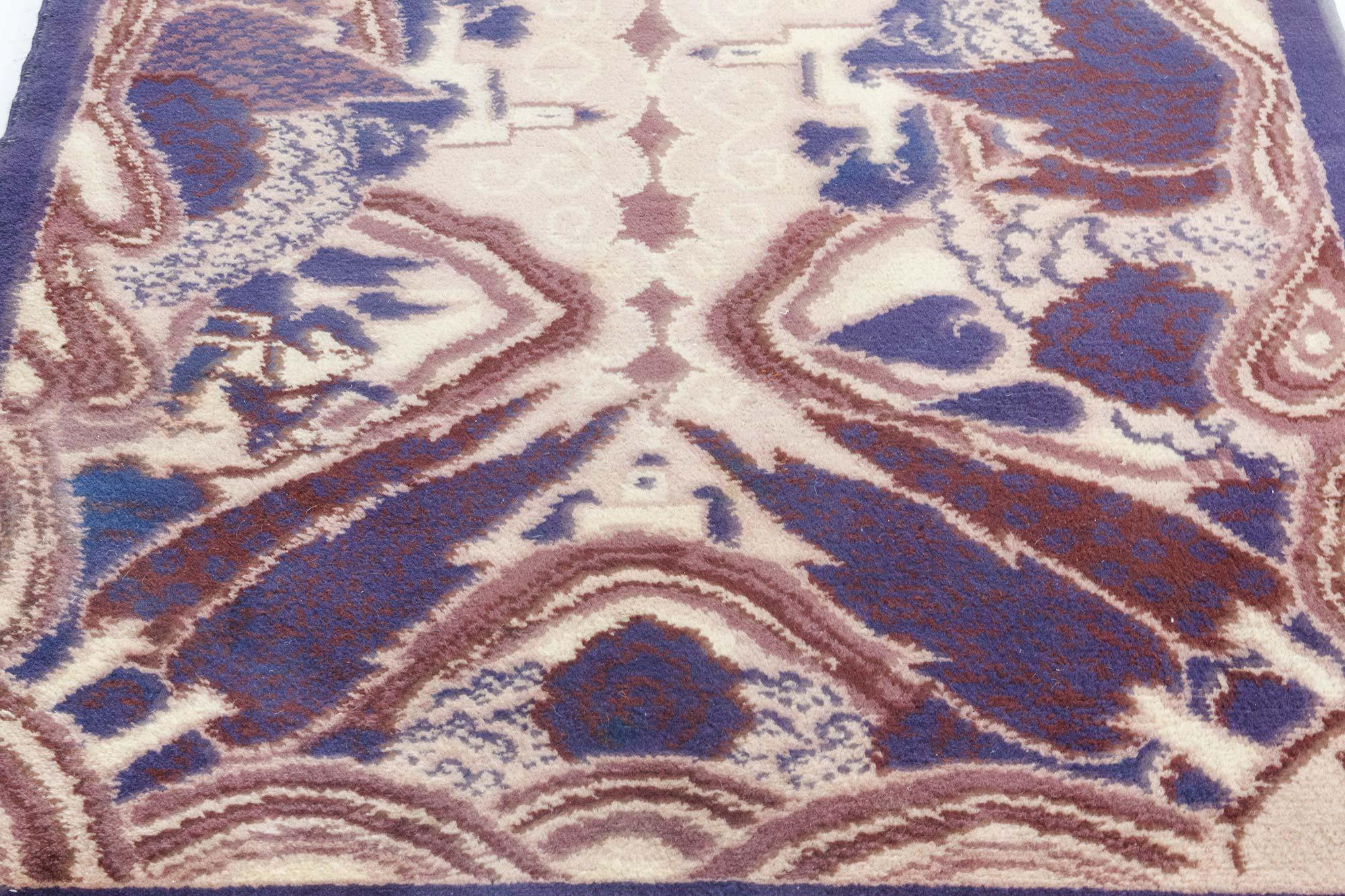 Hand-Knotted Early 20th Century French Art Deco Handmade Rug For Sale