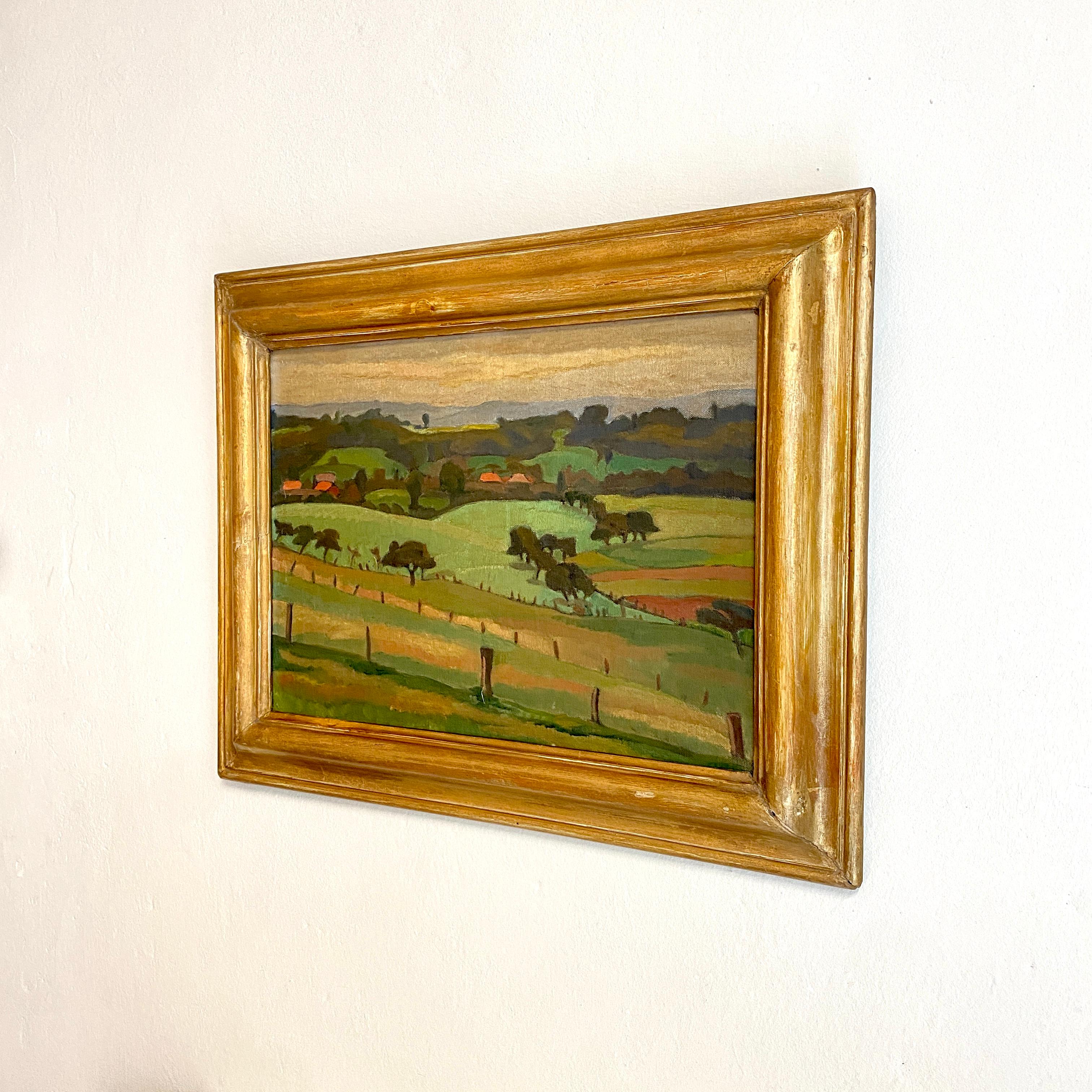 Mid-20th Century Early 20th Century French Art Deco Landscape Oil Painting Frame, circa 1930