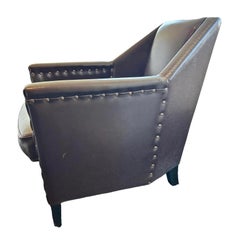 Early 20th Century French Art Deco Leather Low Club Chair