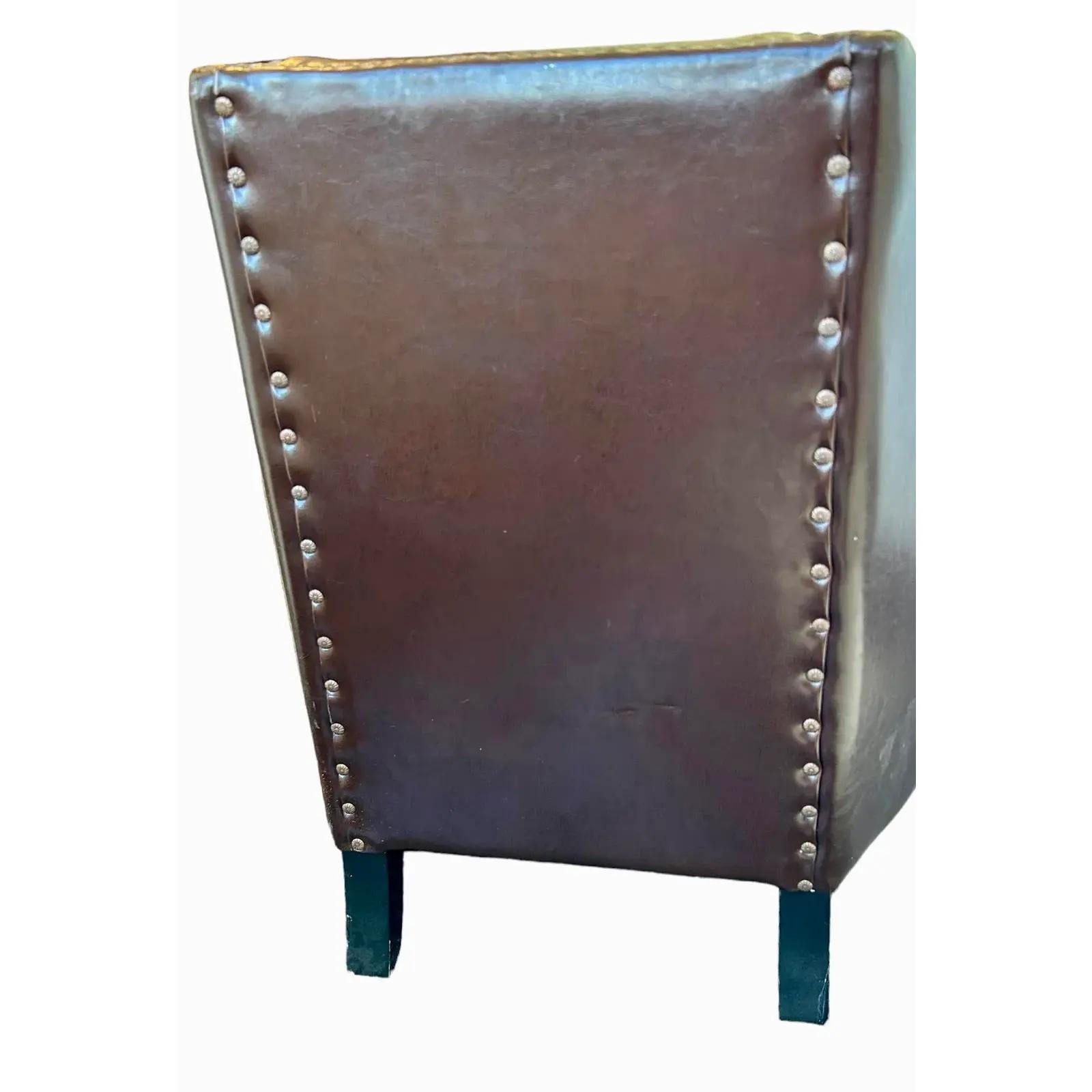 Early 20th Century French Art Deco Leather Low Club Chair In Good Condition For Sale In West Hollywood, CA
