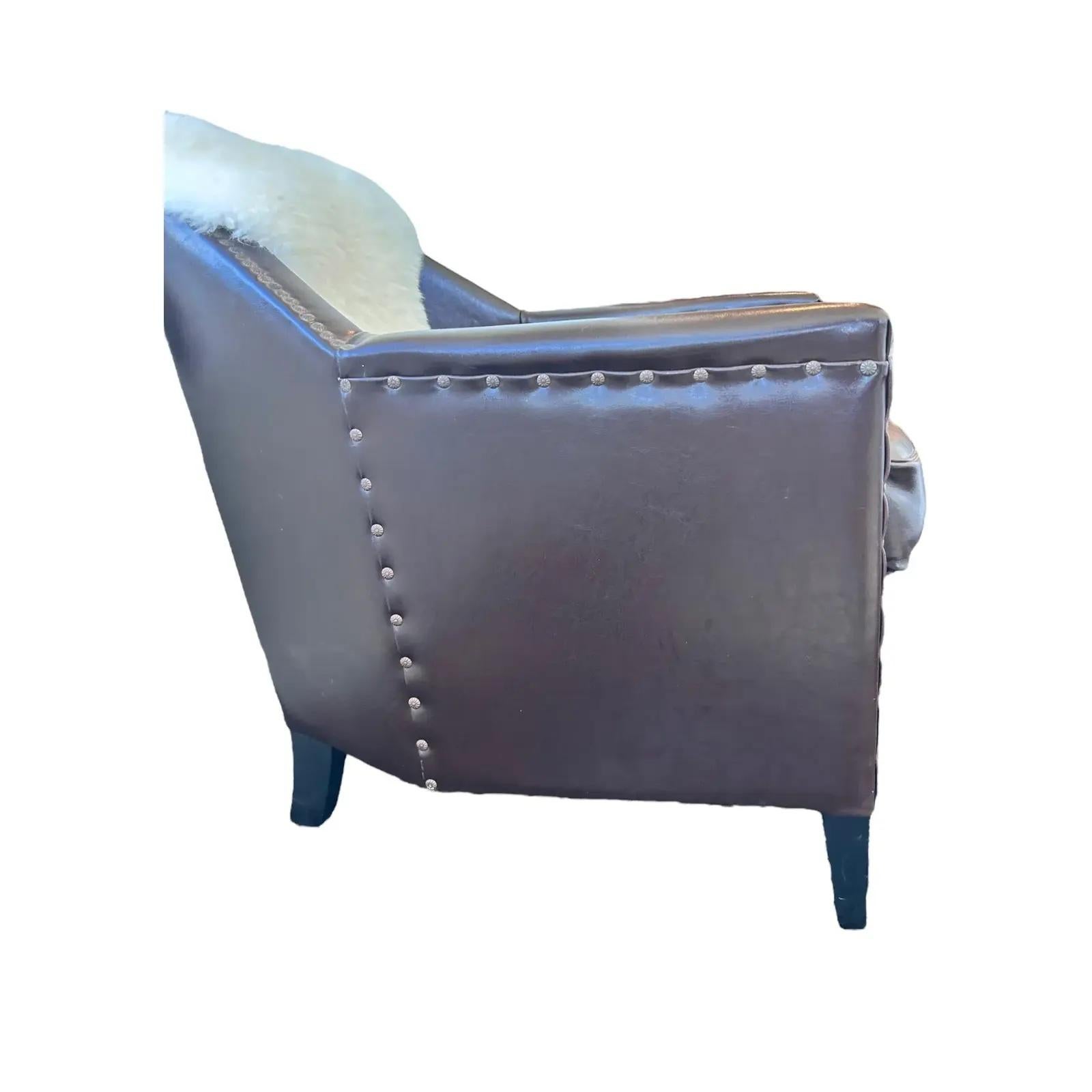 Early 20th Century French Art Deco Leather Low Club Chair For Sale 3