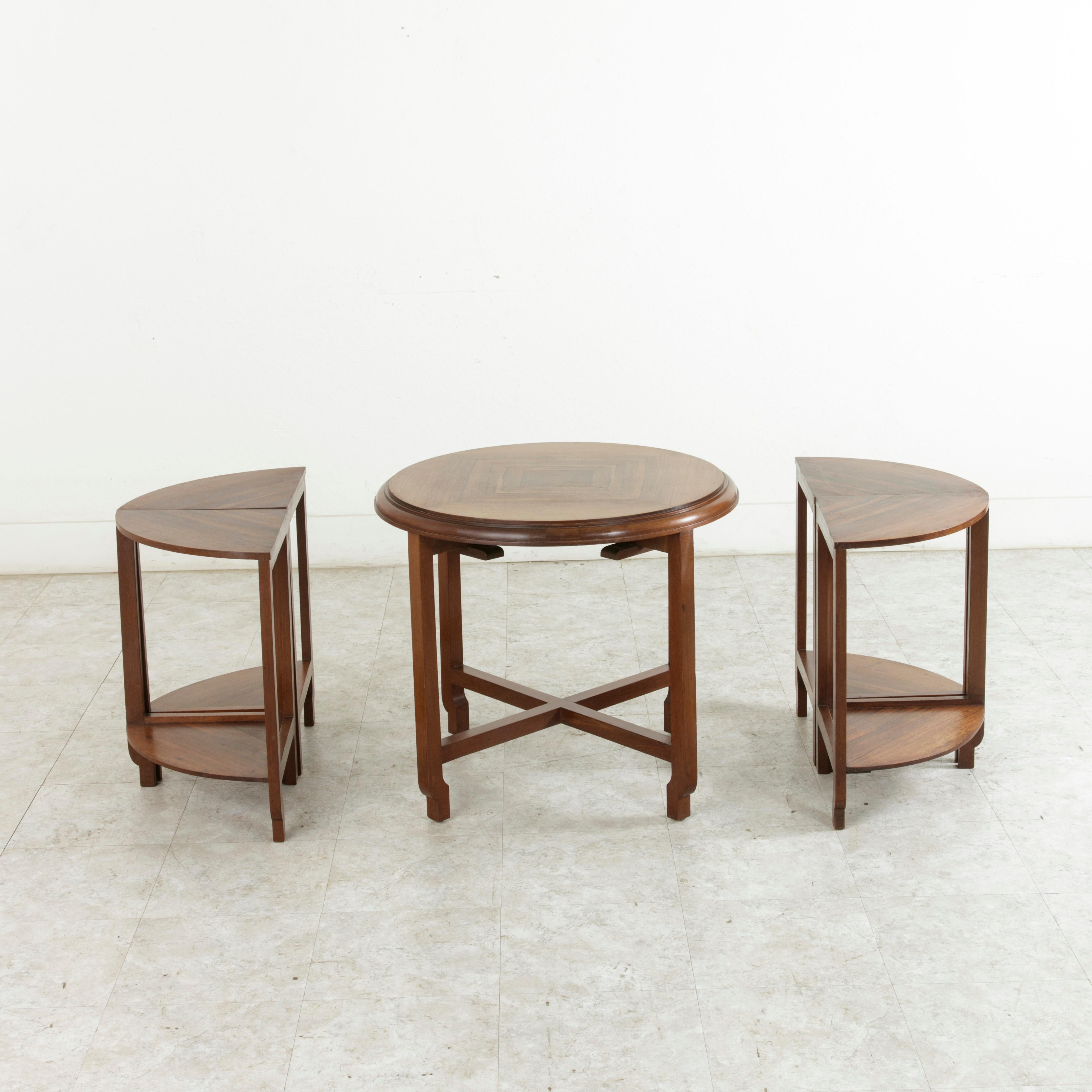 Early 20th Century French Art Deco Louis Majorelle Coffee Table, Nesting Tables For Sale 6