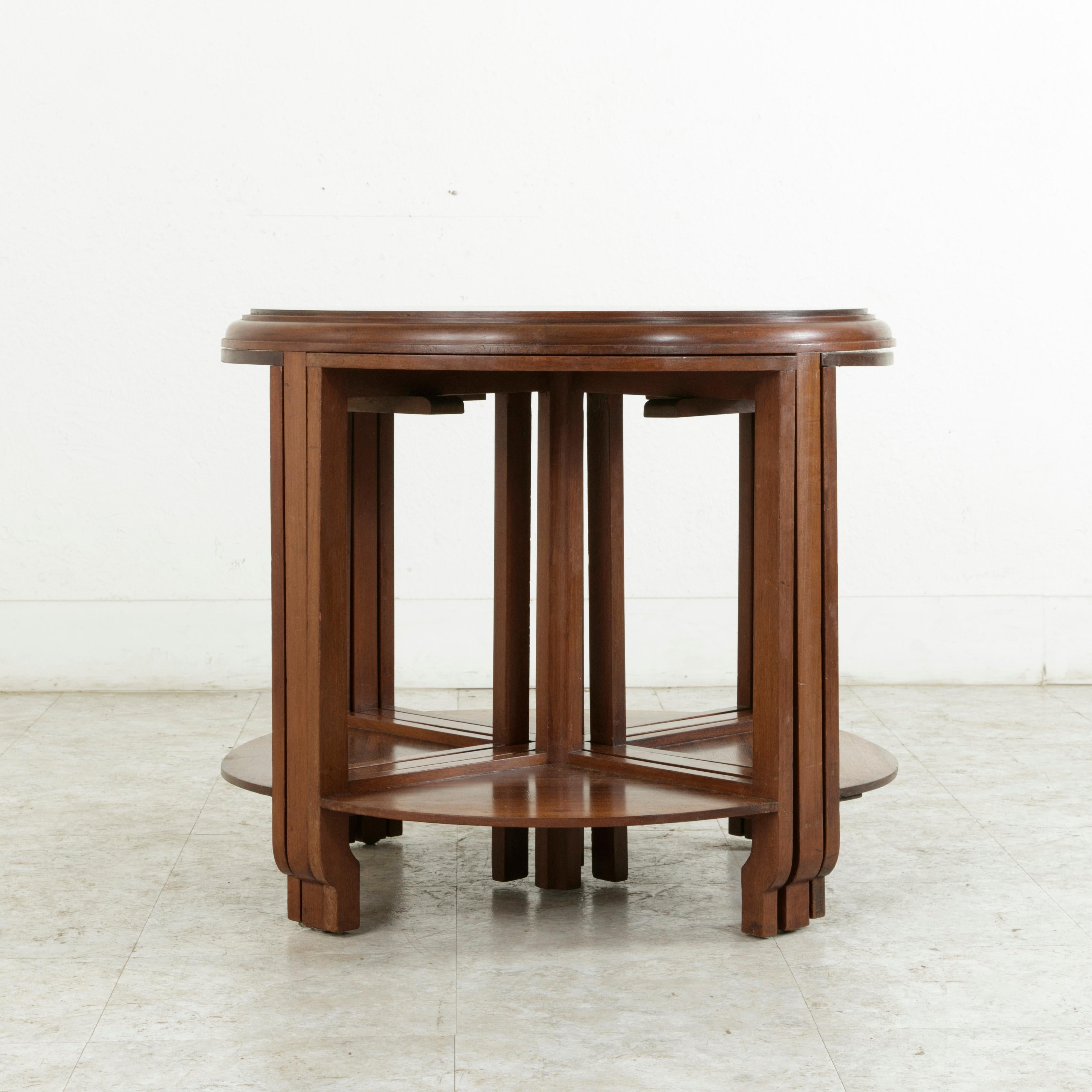 Early 20th Century French Art Deco Louis Majorelle Coffee Table, Nesting Tables For Sale 1