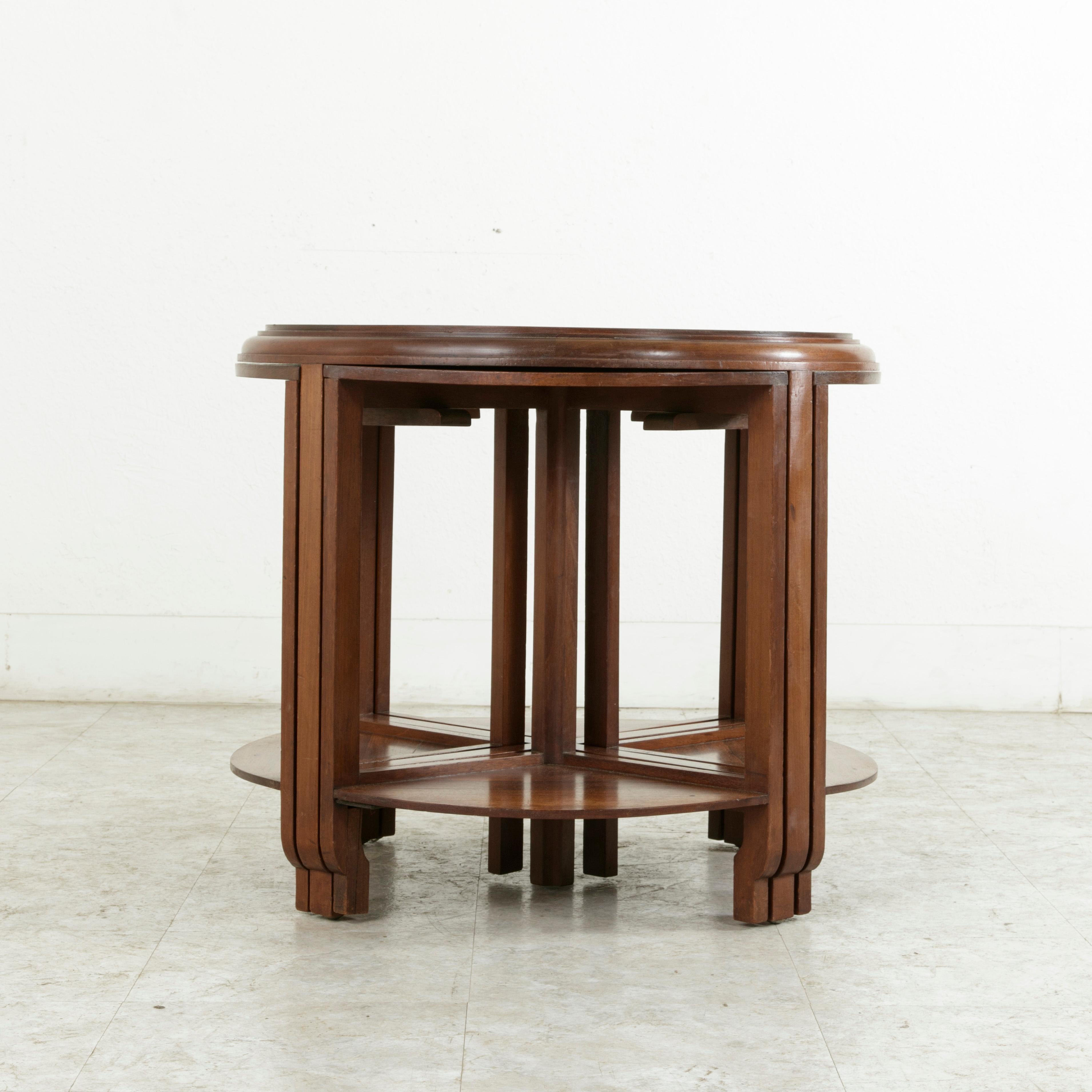 Early 20th Century French Art Deco Louis Majorelle Coffee Table, Nesting Tables For Sale 2