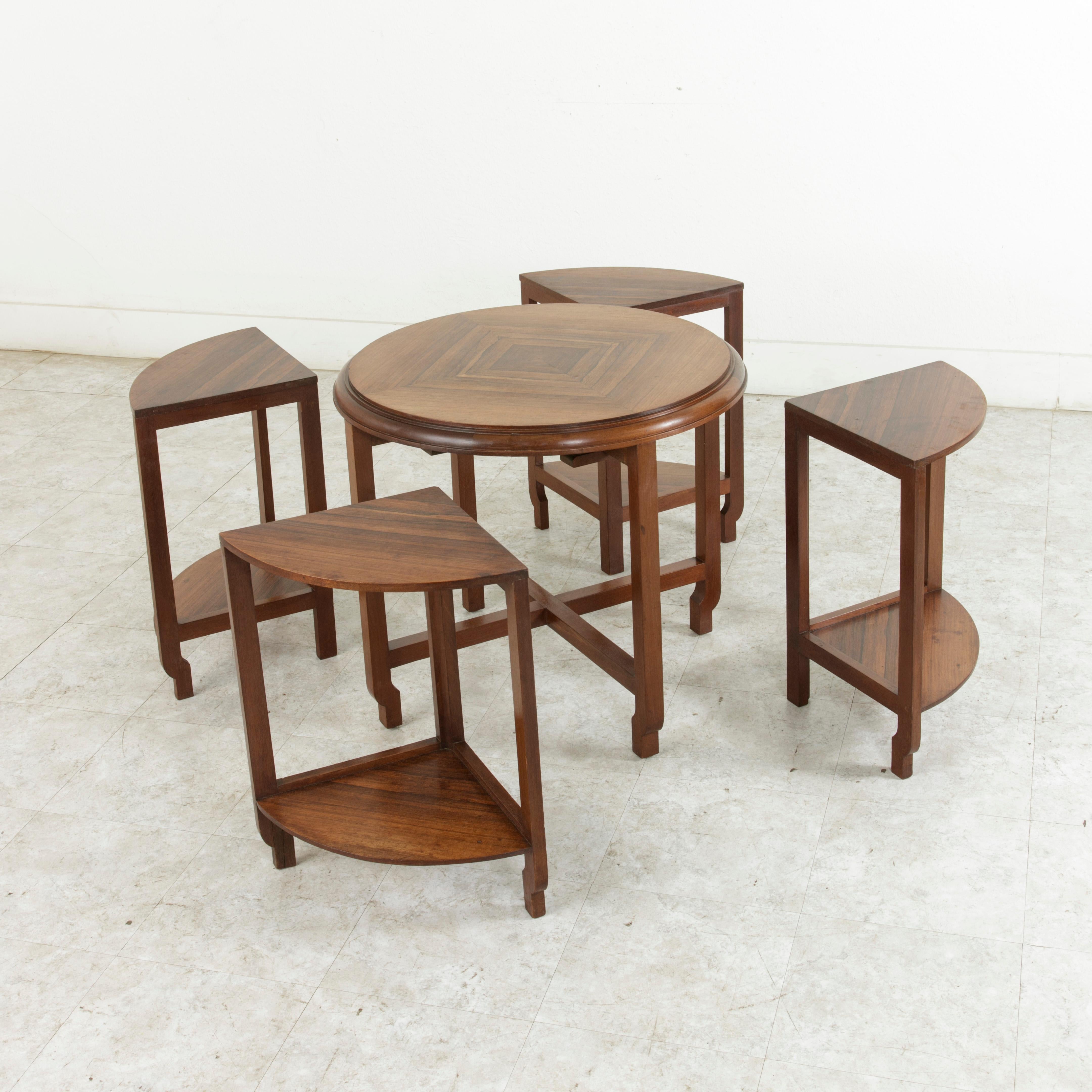 Early 20th Century French Art Deco Louis Majorelle Coffee Table, Nesting Tables For Sale 5