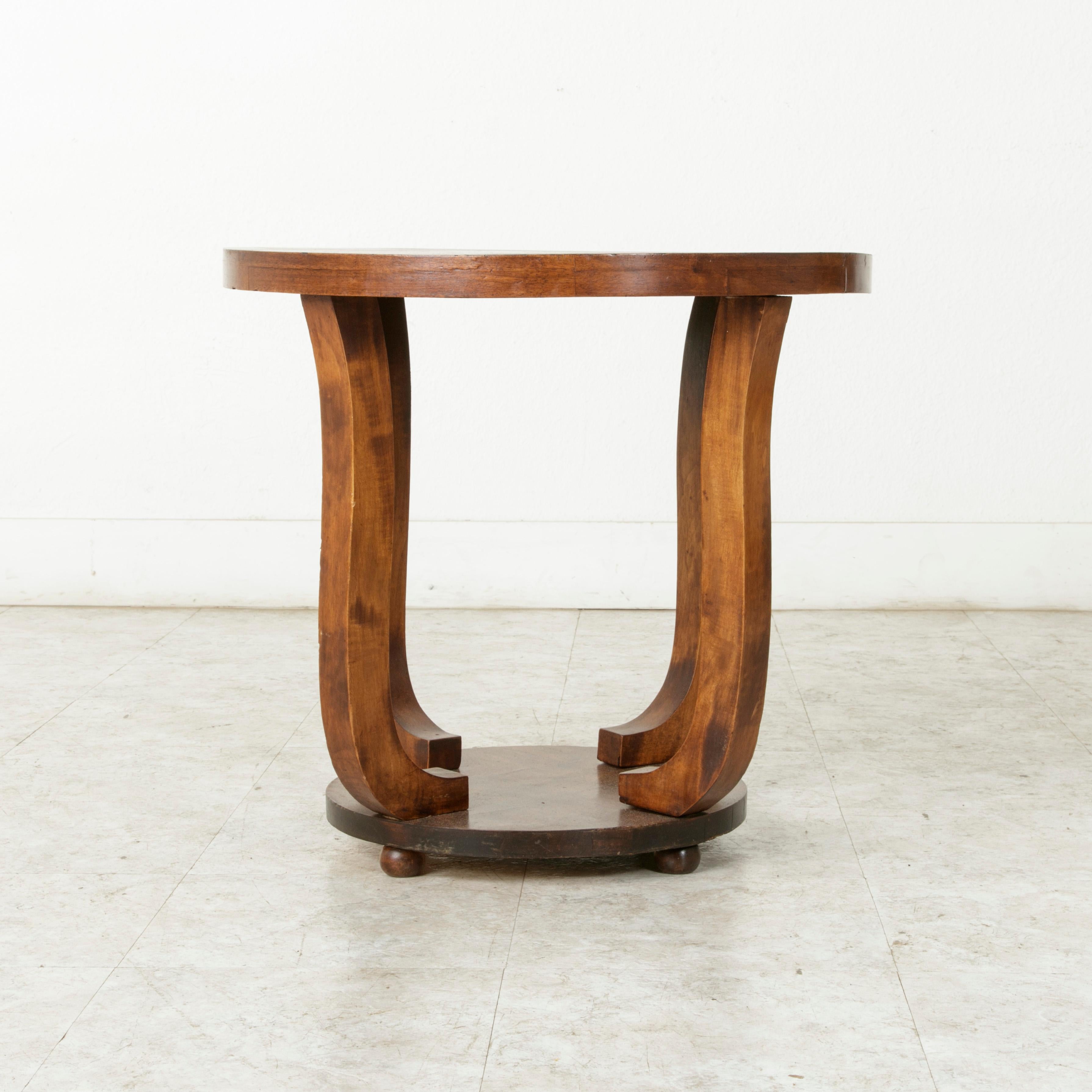 Early 20th Century French Art Deco Period Burl Walnut Guéridon or Side Table 1