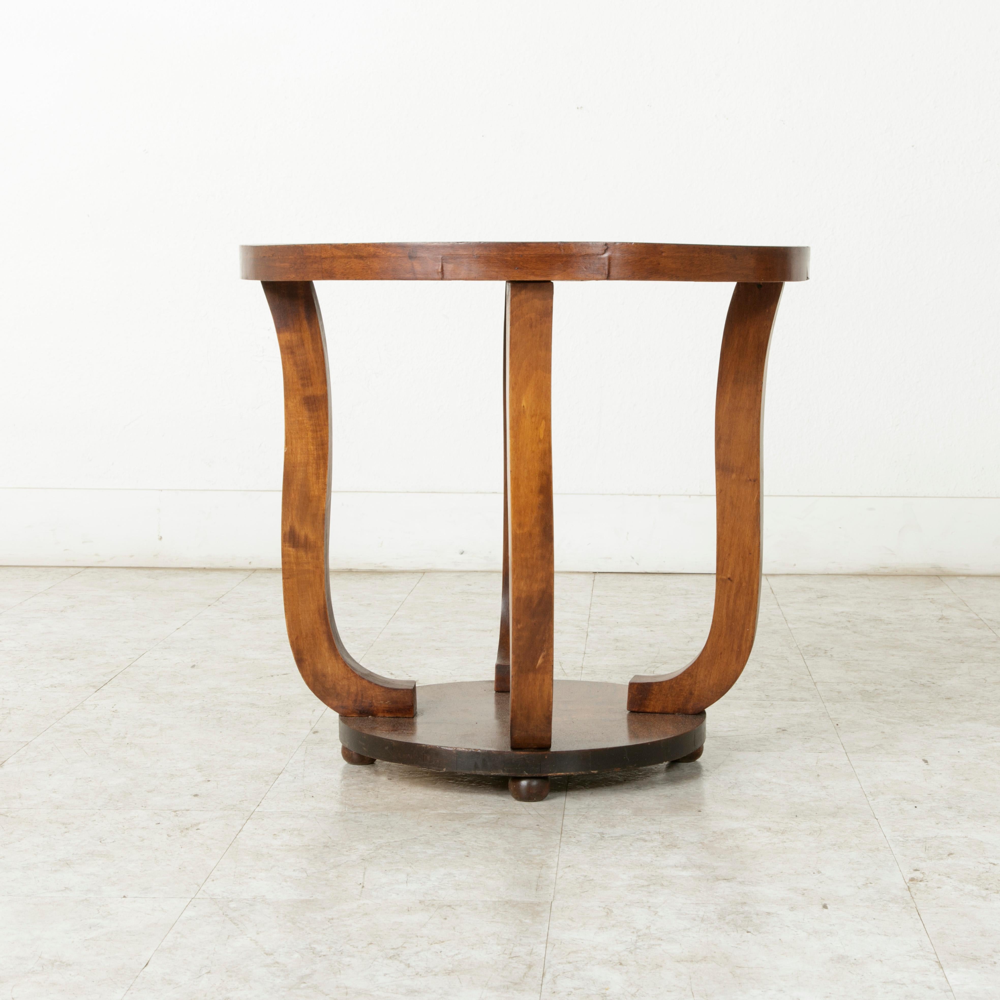 Early 20th Century French Art Deco Period Burl Walnut Guéridon or Side Table 2