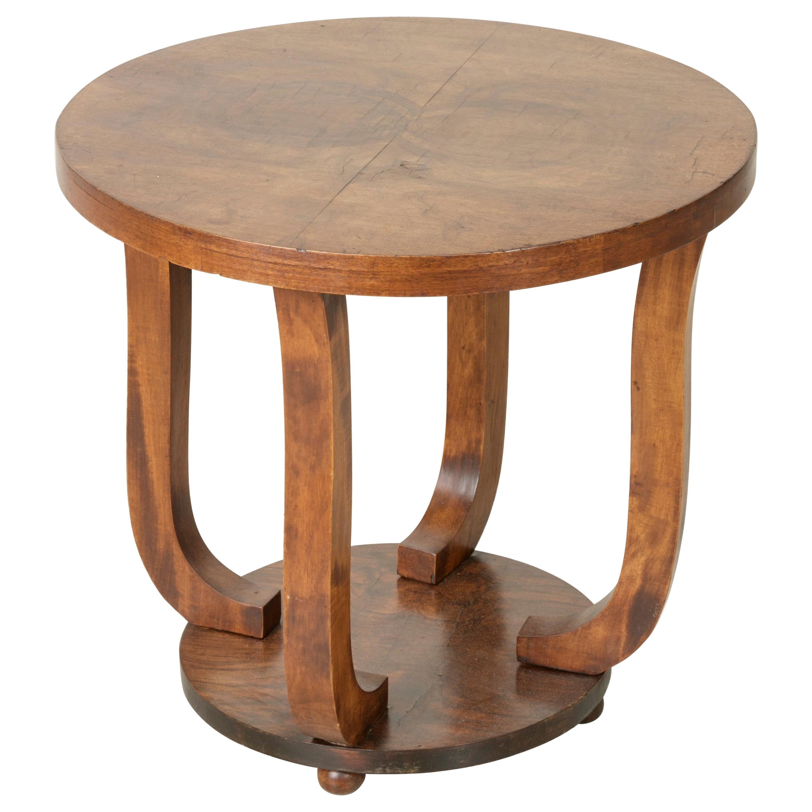 Early 20th Century French Art Deco Period Burl Walnut Guéridon or Side Table