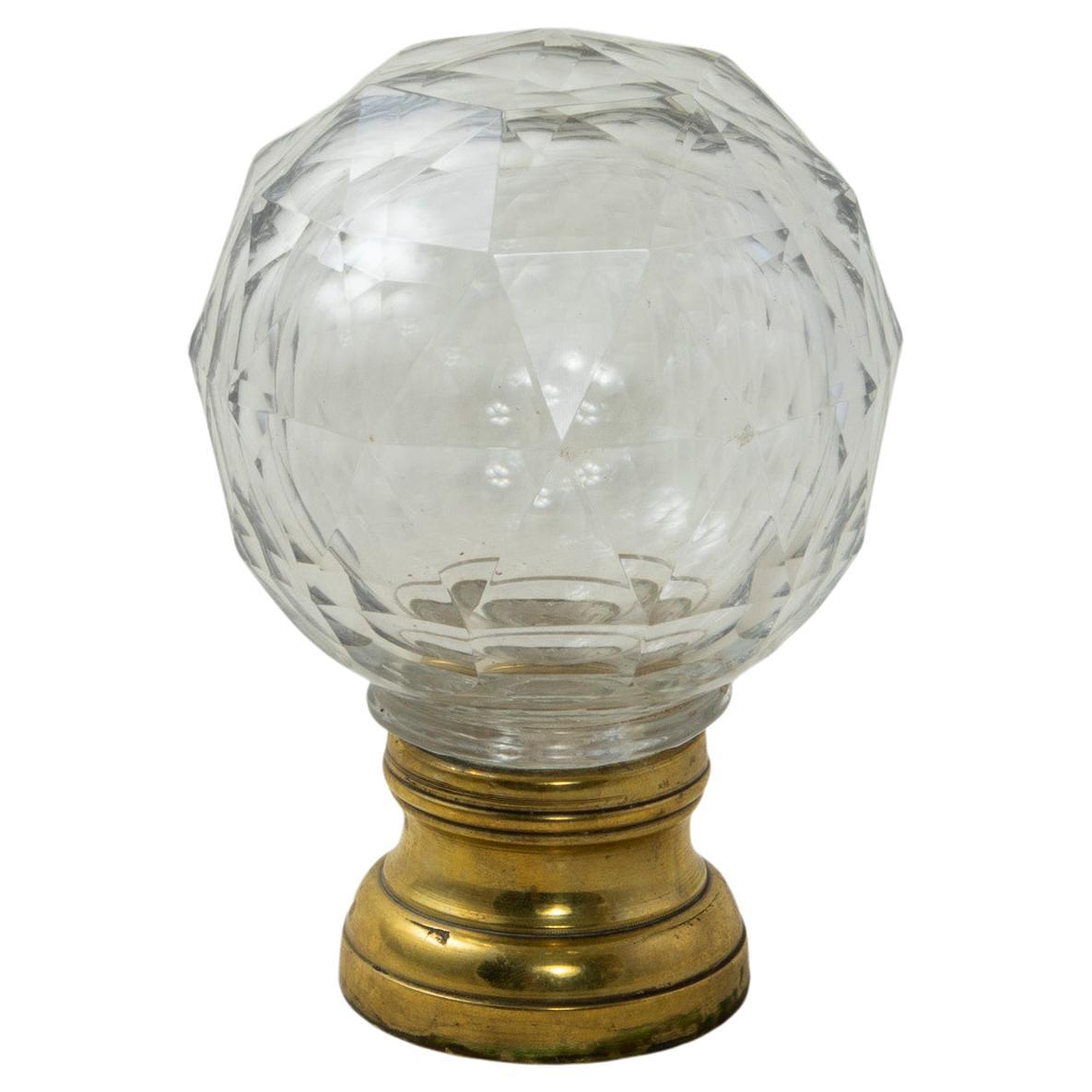 Early 20th Century French Art Deco Period Crystal and Brass Staircase Finial