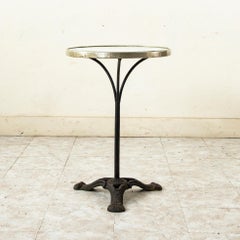 Early 20th Century French Art Deco Period Iron and Marble Bistro Table