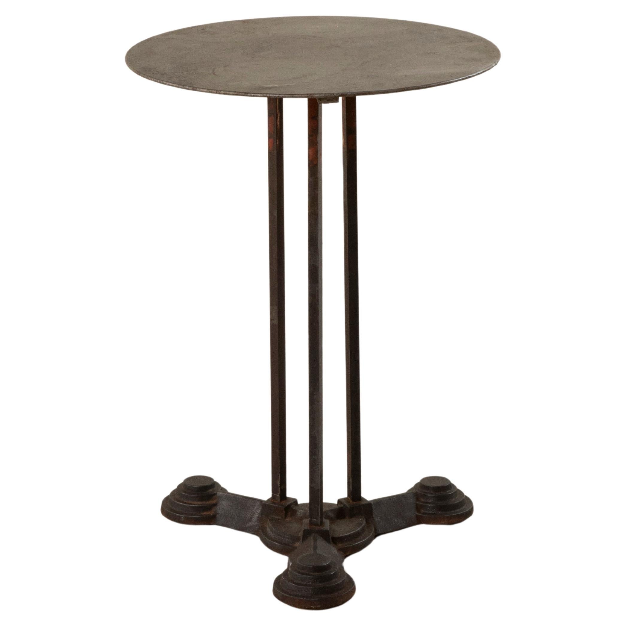 Early 20th Century French Art Deco Period Iron Bistro Table, Garden Table