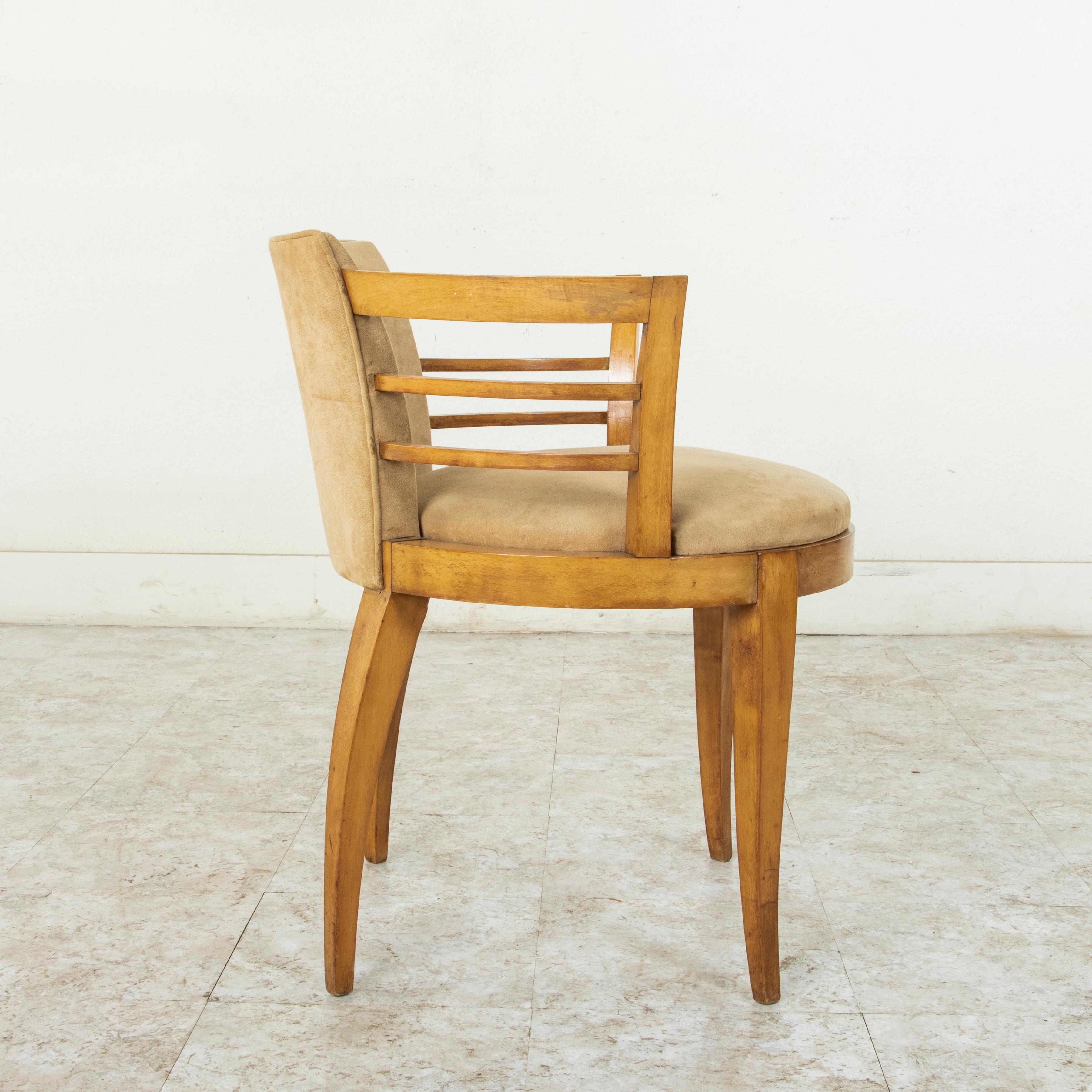 Early 20th Century French Art Deco Period Lemon Wood Armchair or Bergère 1