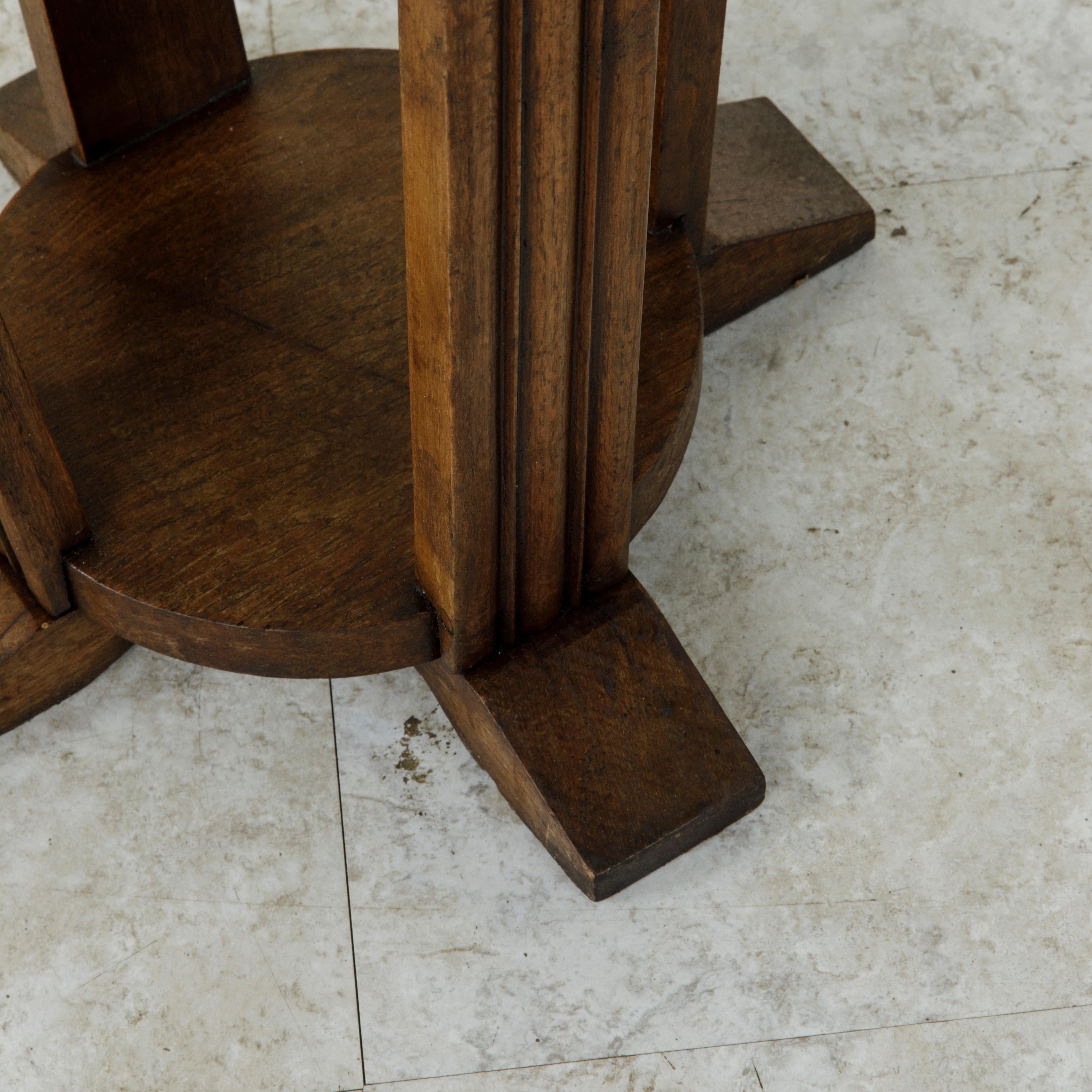 Early 20th Century French Art Deco Period Oak Pedestal, Side Table, Fern Stand 6