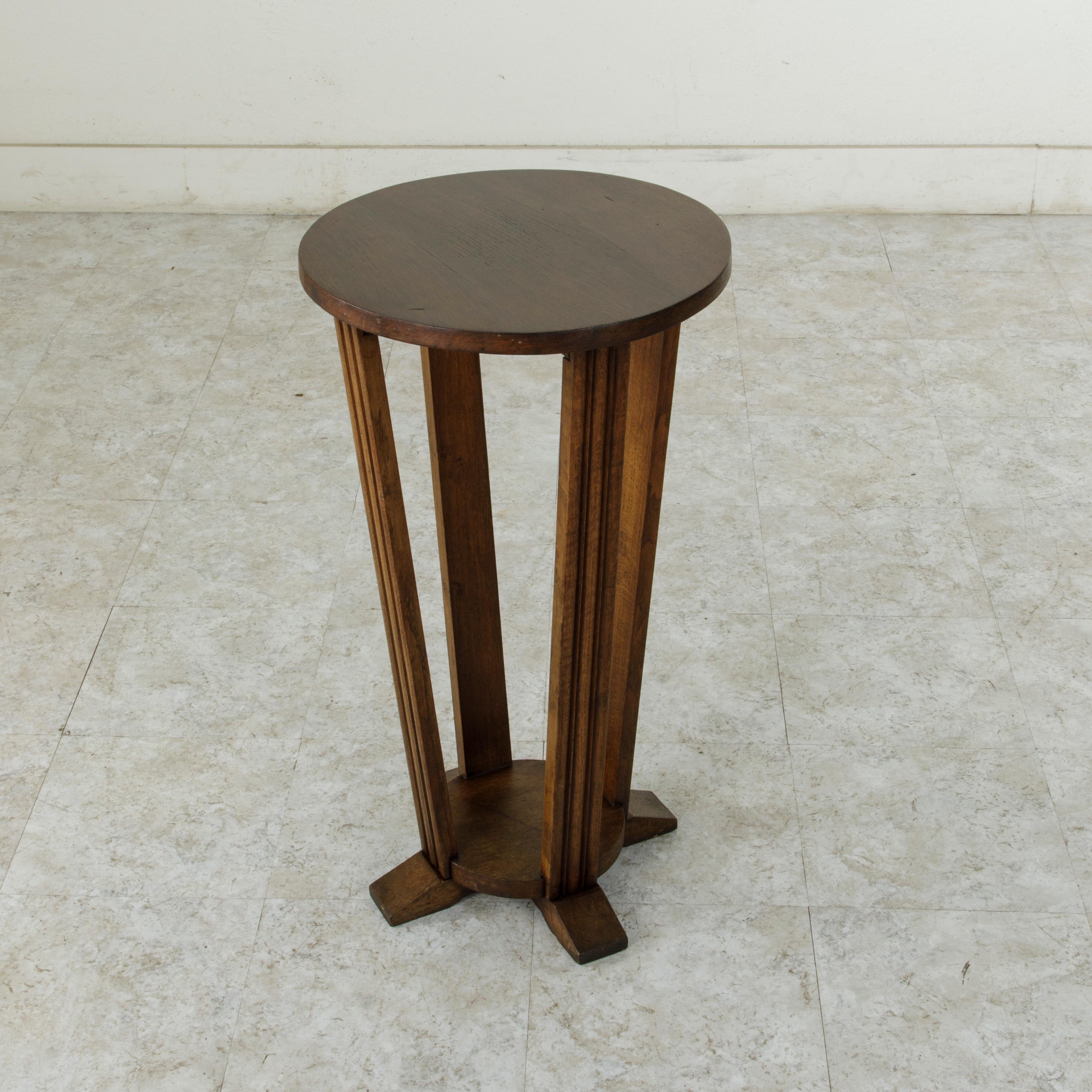 Early 20th Century French Art Deco Period Oak Pedestal, Side Table, Fern Stand 4
