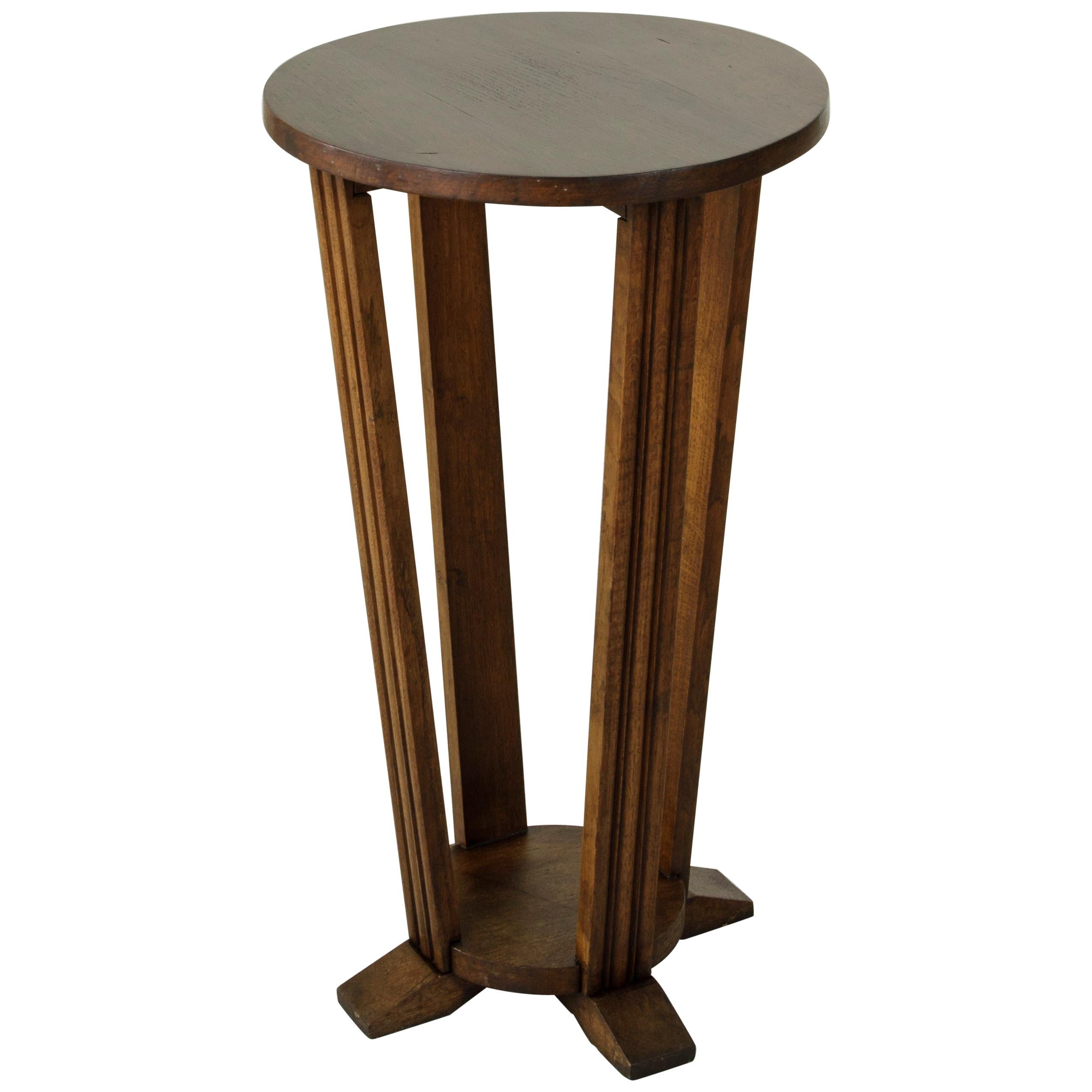 Early 20th Century French Art Deco Period Oak Pedestal, Side Table, Fern Stand