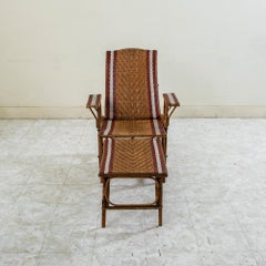 Early 20th Century French Art Deco Period Rattan and Bamboo Chaise Longue