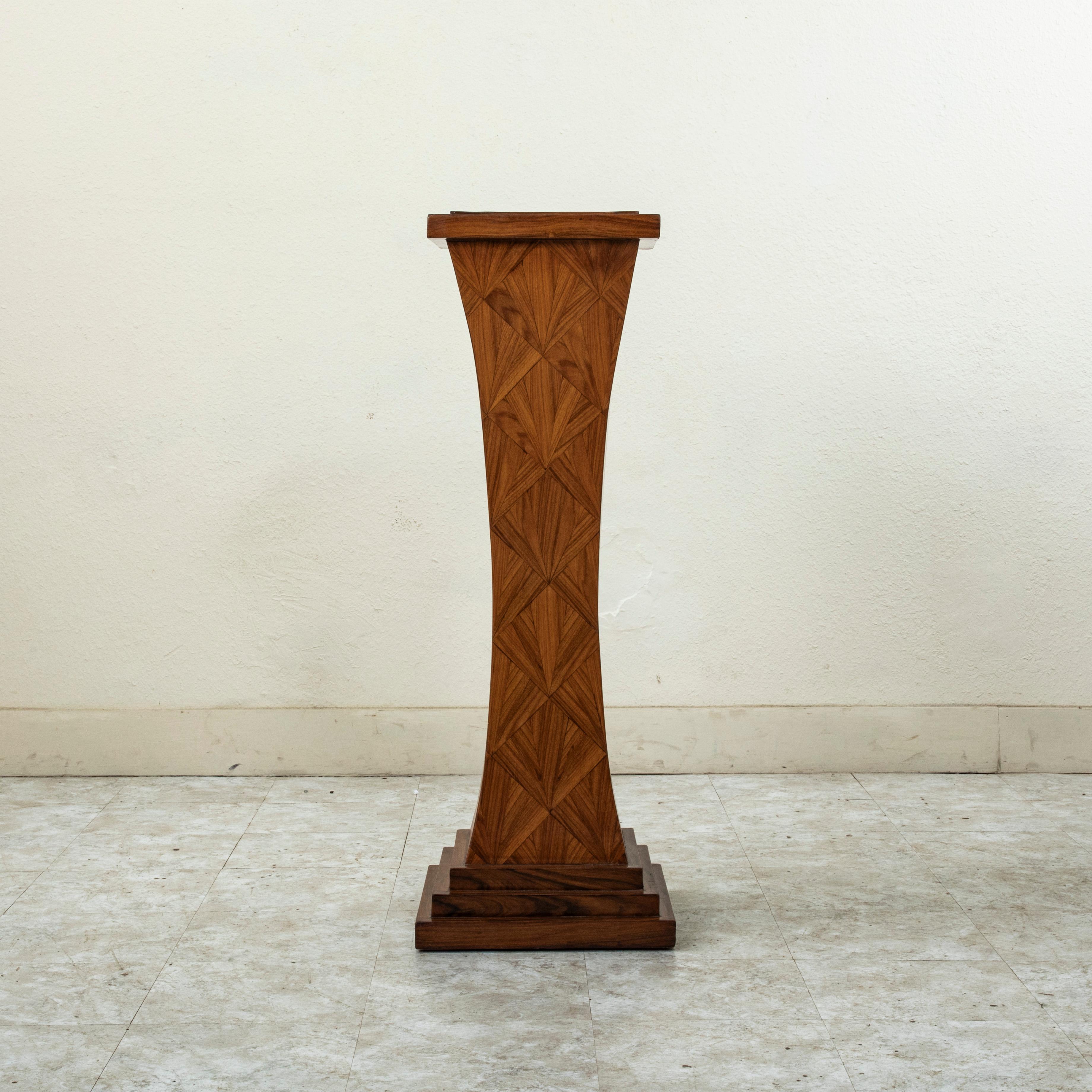 Marquetry Early 20th Century French Art Deco Period Rosewood and Palisander Pedestal For Sale