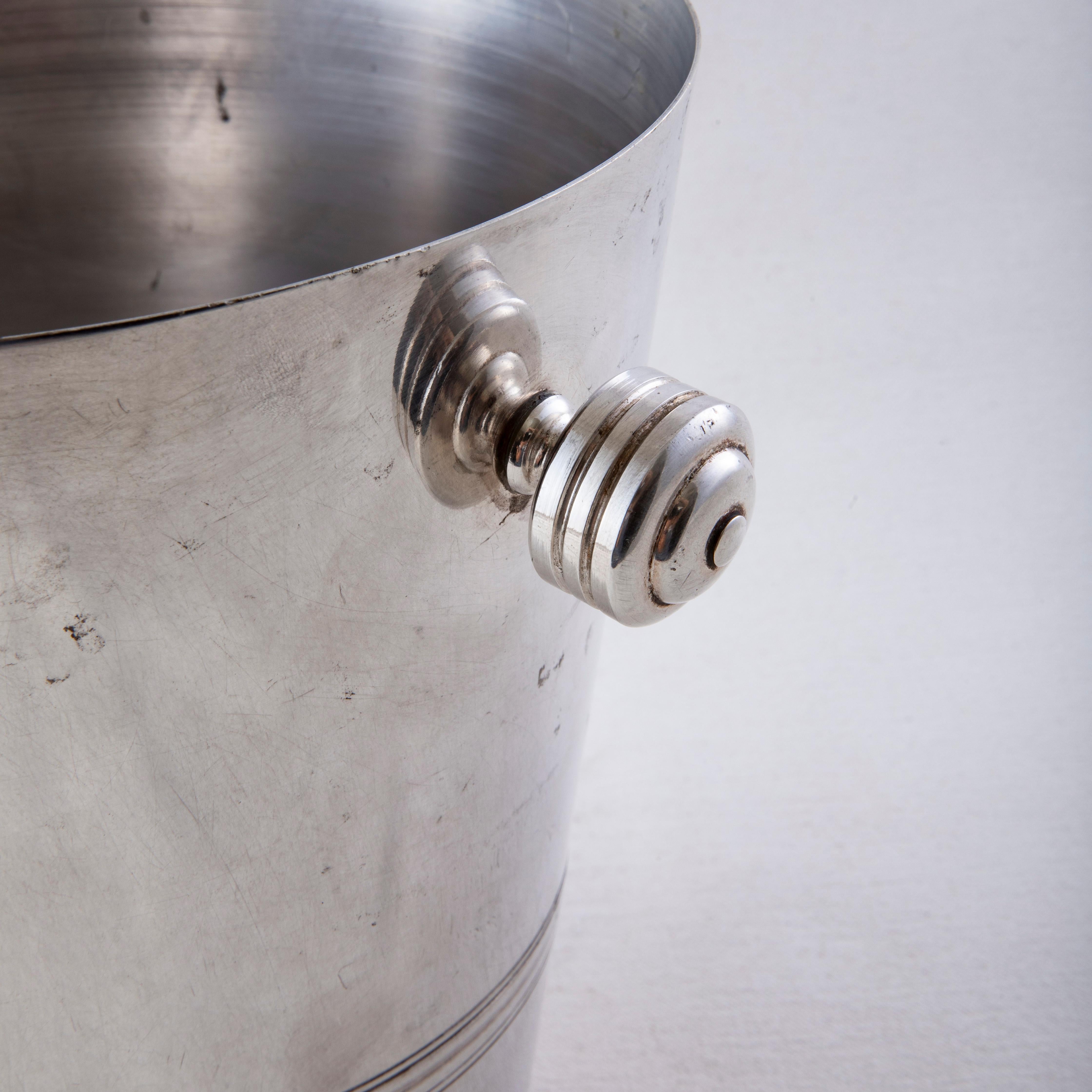 Early 20th Century French Art Deco Period Silver Plate Champagne Bucket For Sale 4