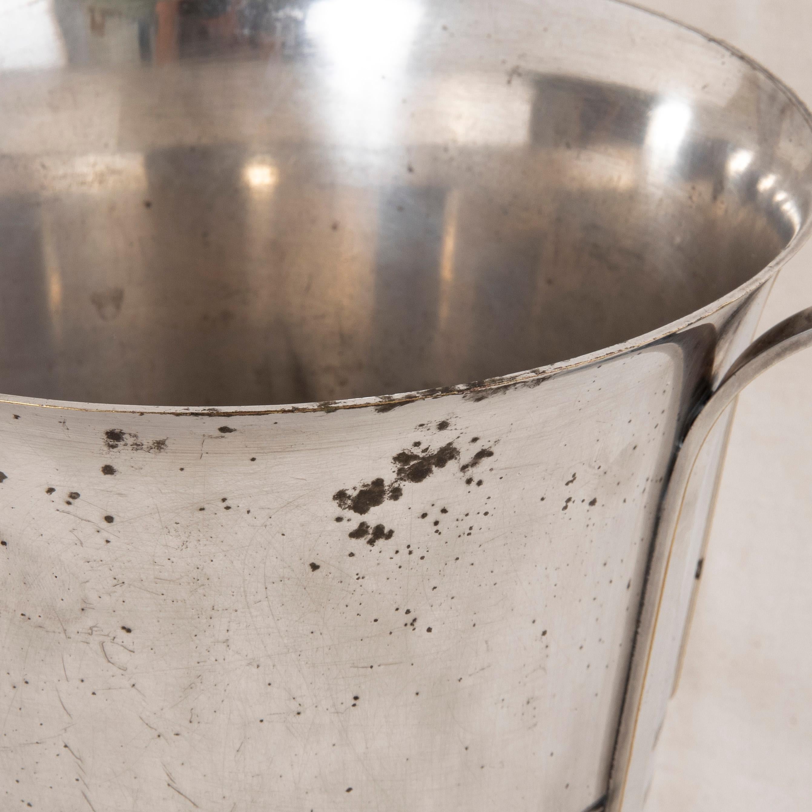 Early 20th Century French Art Deco Period Silver Plate Champagne Bucket For Sale 5