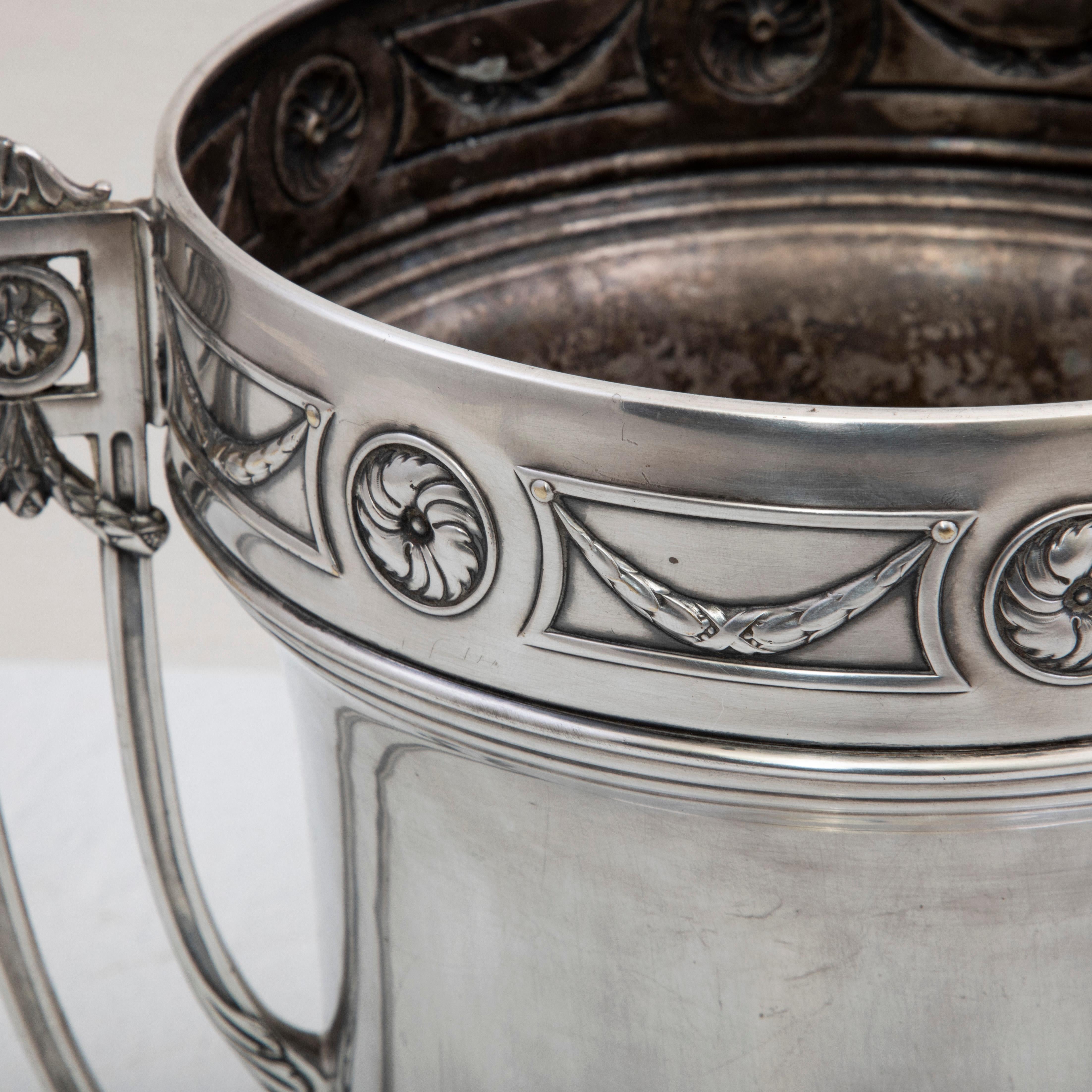 Französischer versilberter Champagnerkübel im Art déco-Stil des frühen 20. Jahrhunderts, Weinkühler im Angebot 4