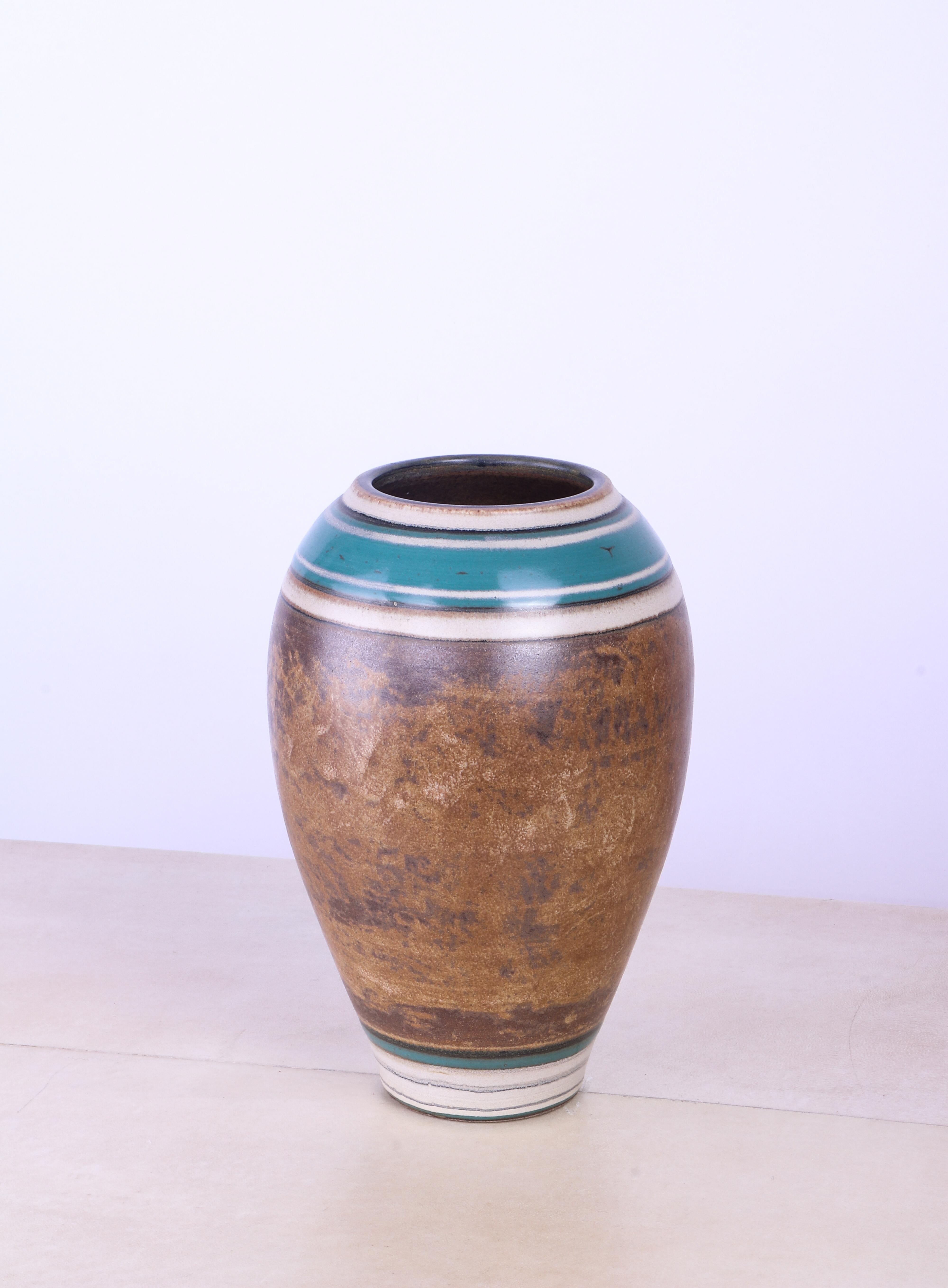 Rare Stoneware Art Deco Vase by French ceramist Louis Lourioux. Signed under the base.