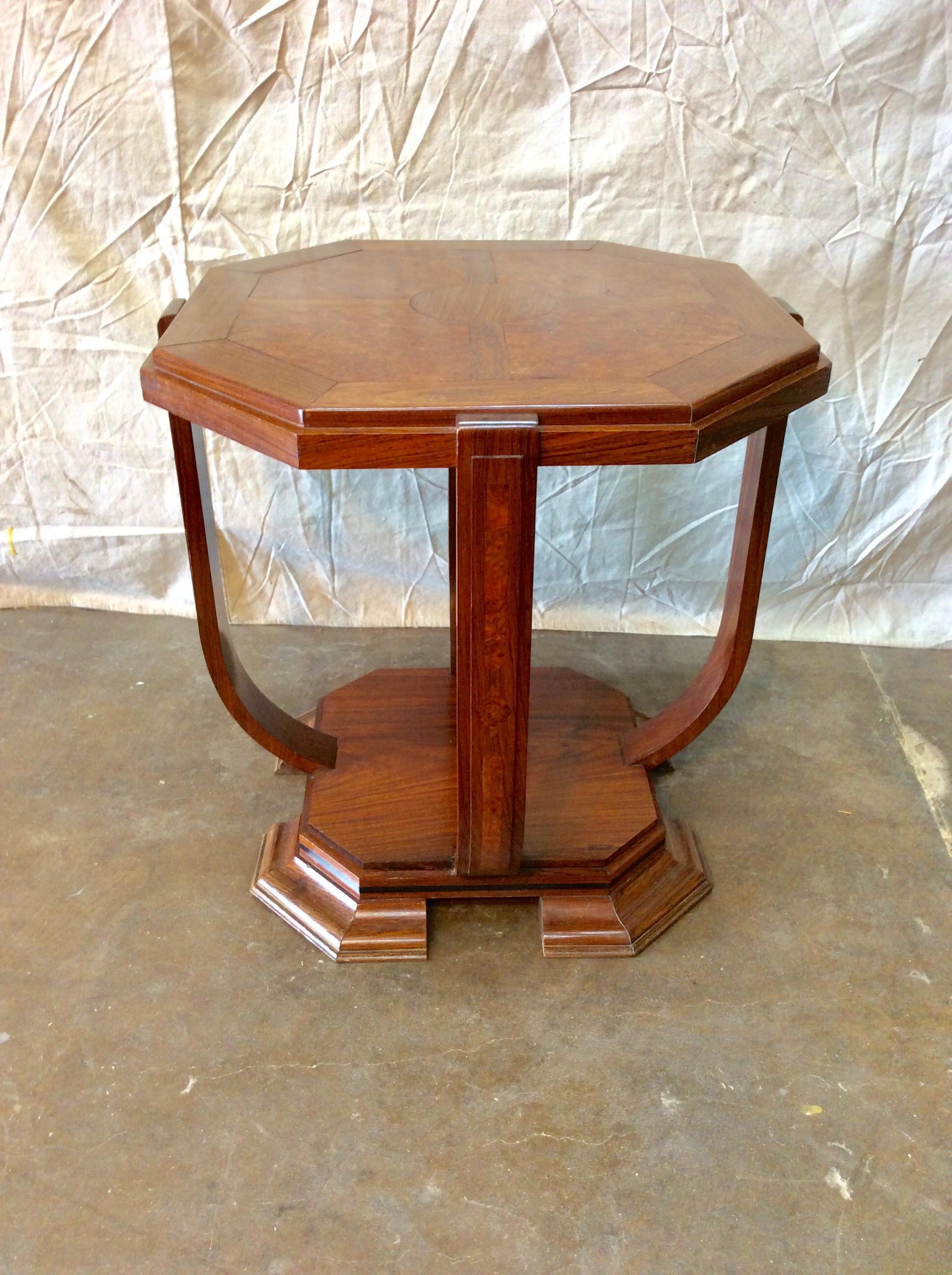 Early 20th Century French Art Deco Walnut Side Table 8