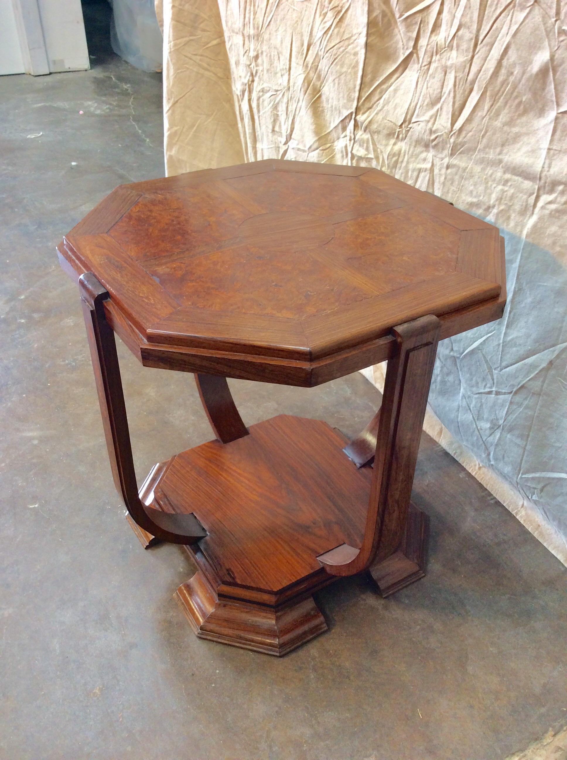 Hand-Crafted Early 20th Century French Art Deco Walnut Side Table