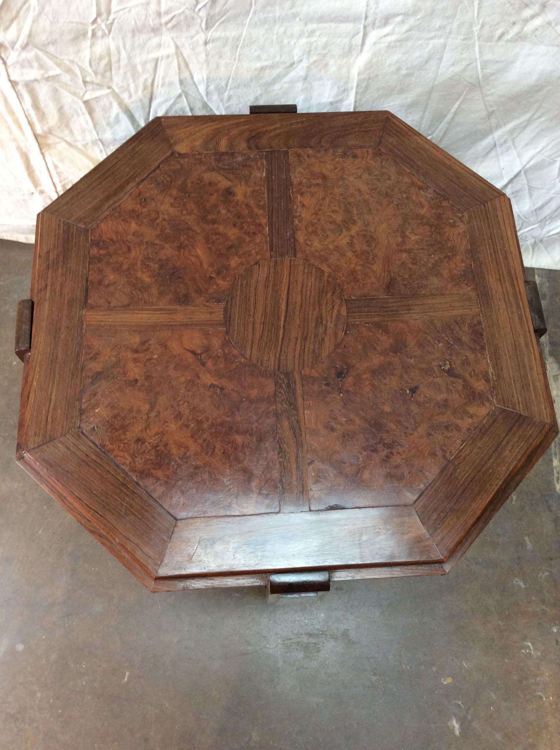 Early 20th Century French Art Deco Walnut Side Table In Good Condition In Burton, TX