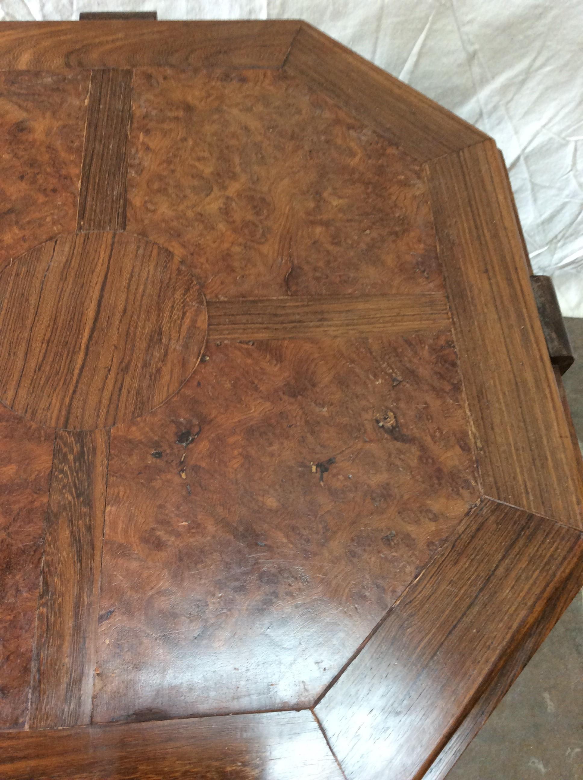 Early 20th Century French Art Deco Walnut Side Table 1