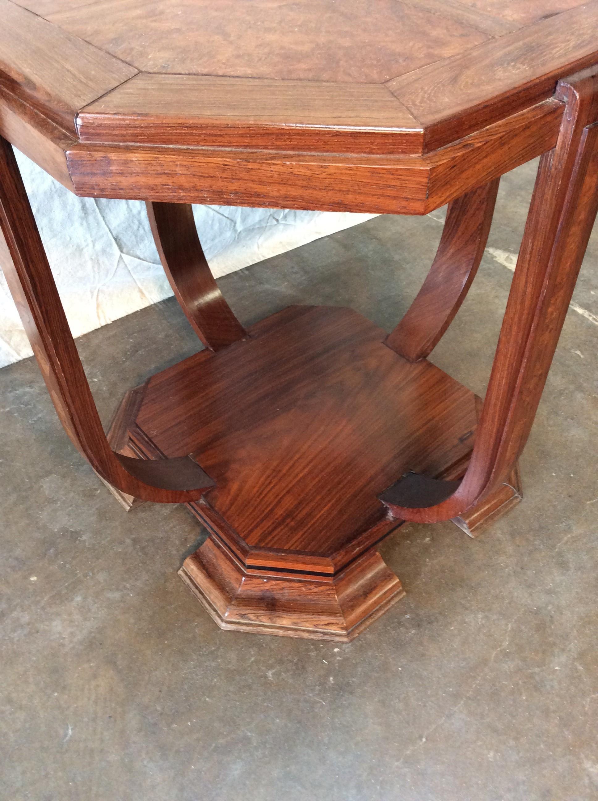 Early 20th Century French Art Deco Walnut Side Table 3