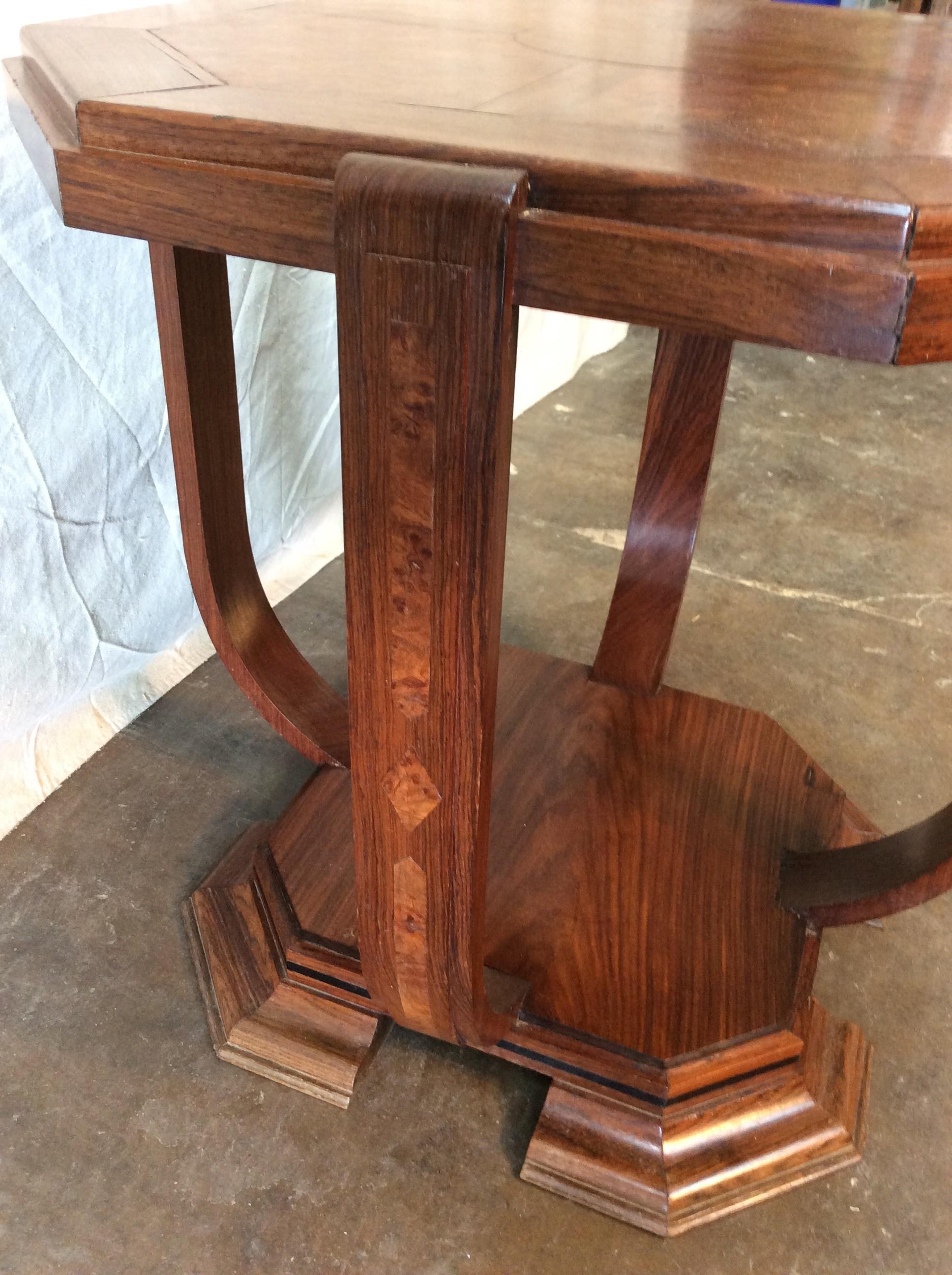 Early 20th Century French Art Deco Walnut Side Table 4