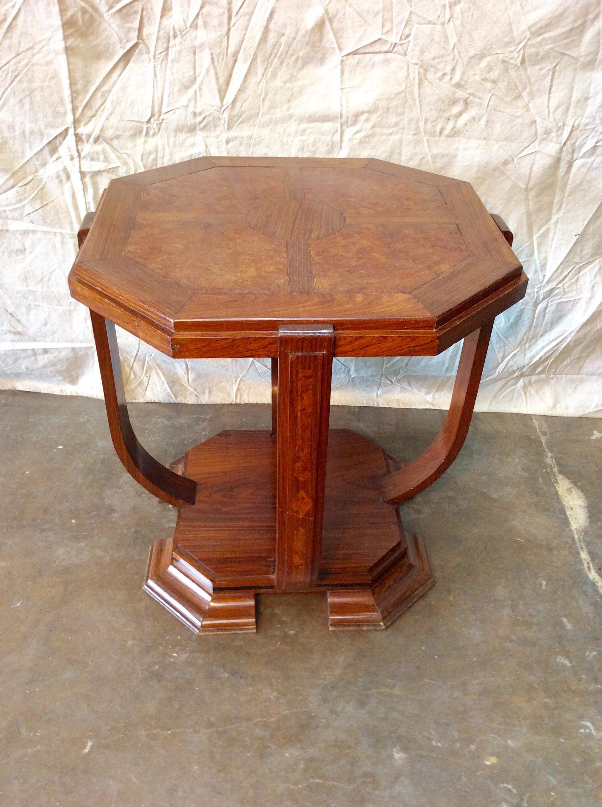 Early 20th Century French Art Deco Walnut Side Table 5
