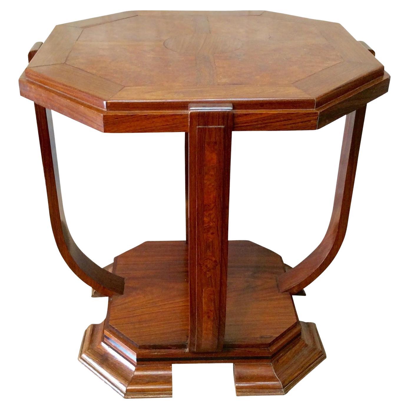 Early 20th Century French Art Deco Walnut Side Table