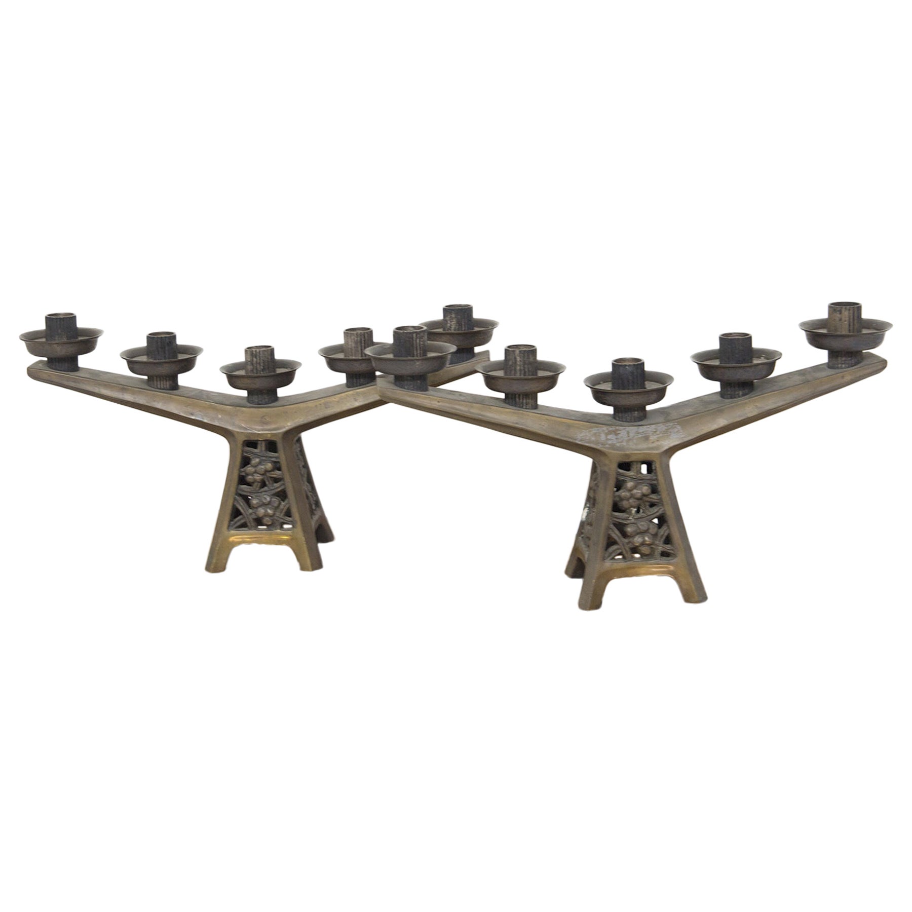 Early 20th Century French Art Nouveau Bronze Candelabra