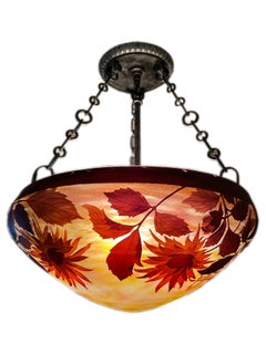 Französischer Jugendstil-Kronleuchter mit Sonnenblumen von Daum Nancy aus dem frühen 20. Jahrhundert