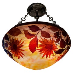 Early 20th Century French Art Nouveau Daum Nancy Sunflower Chandelier